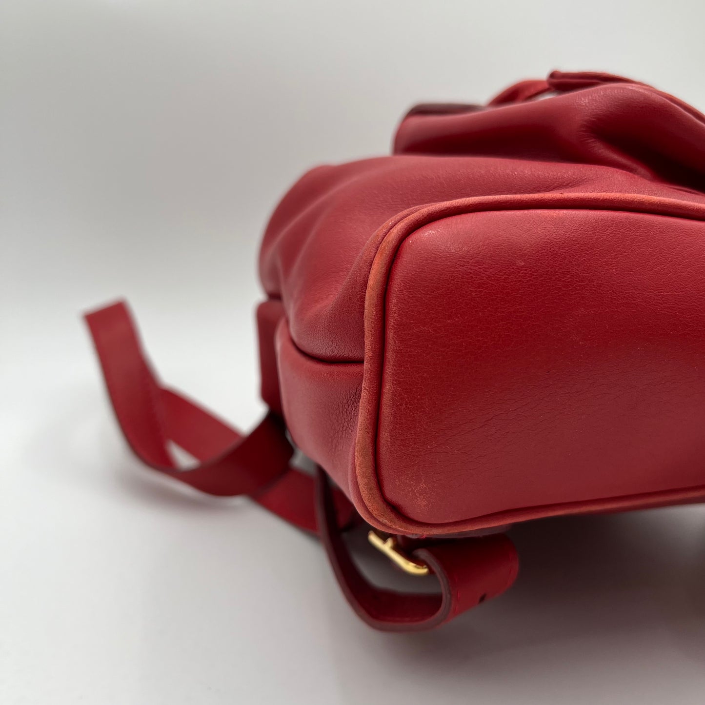 Gucci Red Leather Bamboo Top Handle Drawstring Mini Backpack