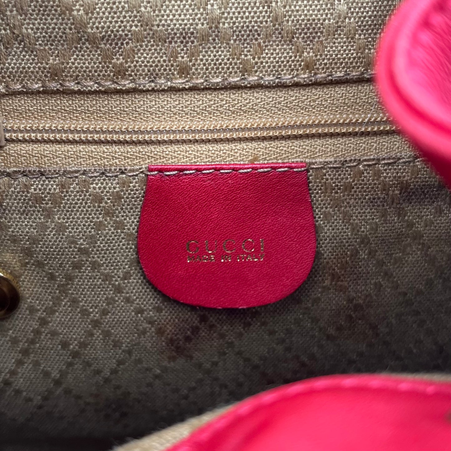 Gucci Red Leather Bamboo Top Handle Drawstring Mini Backpack
