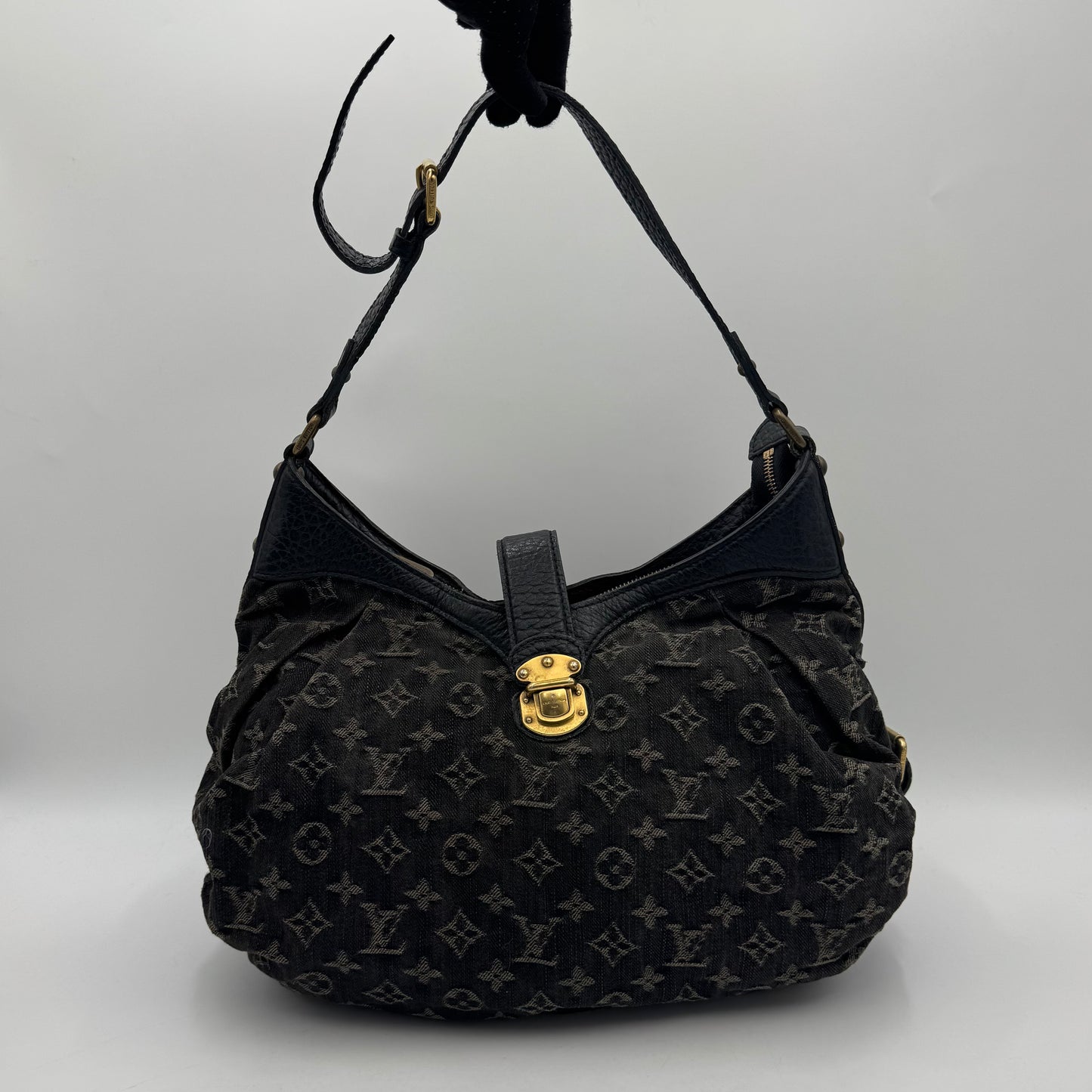 Louis Vuitton Black Monogram Denim Mahina XS Bag