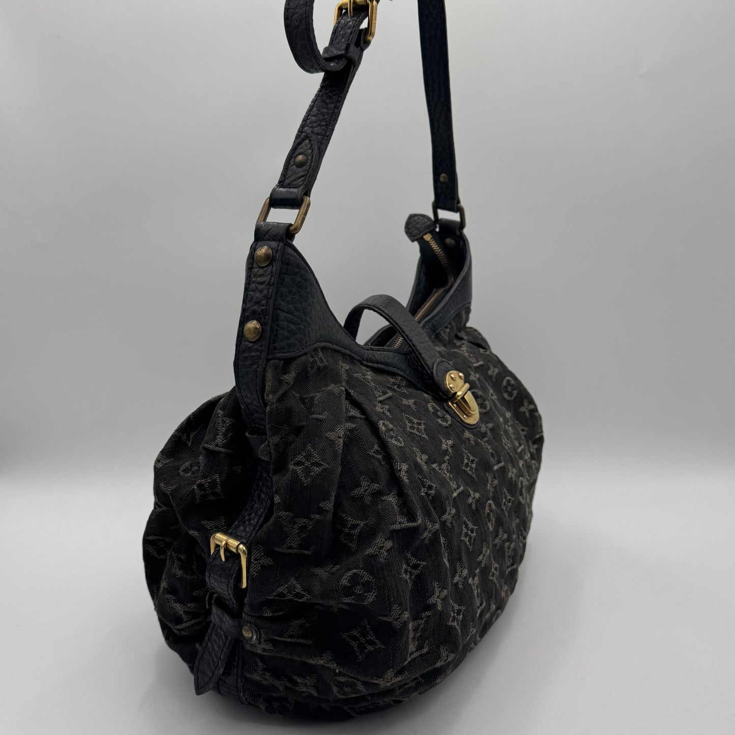 Louis Vuitton Black Monogram Denim Mahina XS Bag