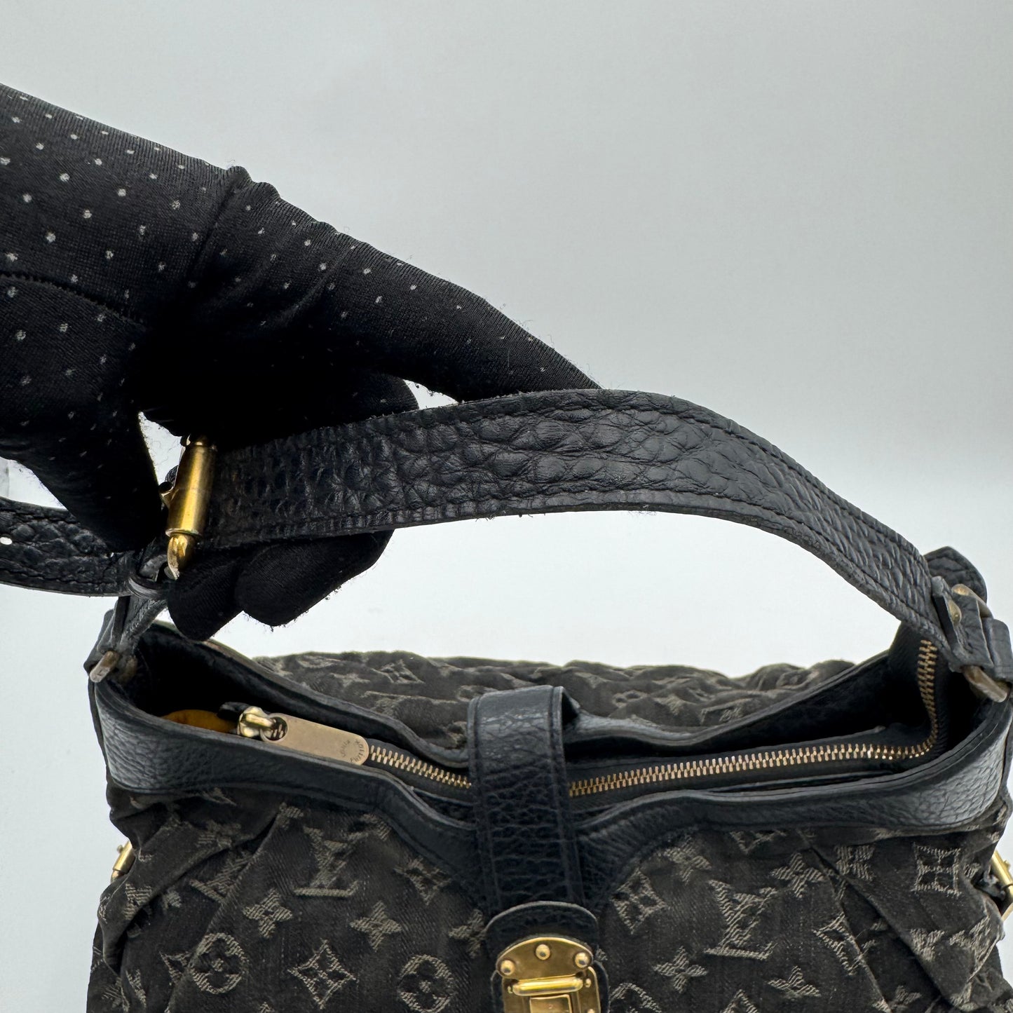 Louis Vuitton Black Monogram Denim Mahina XS Bag