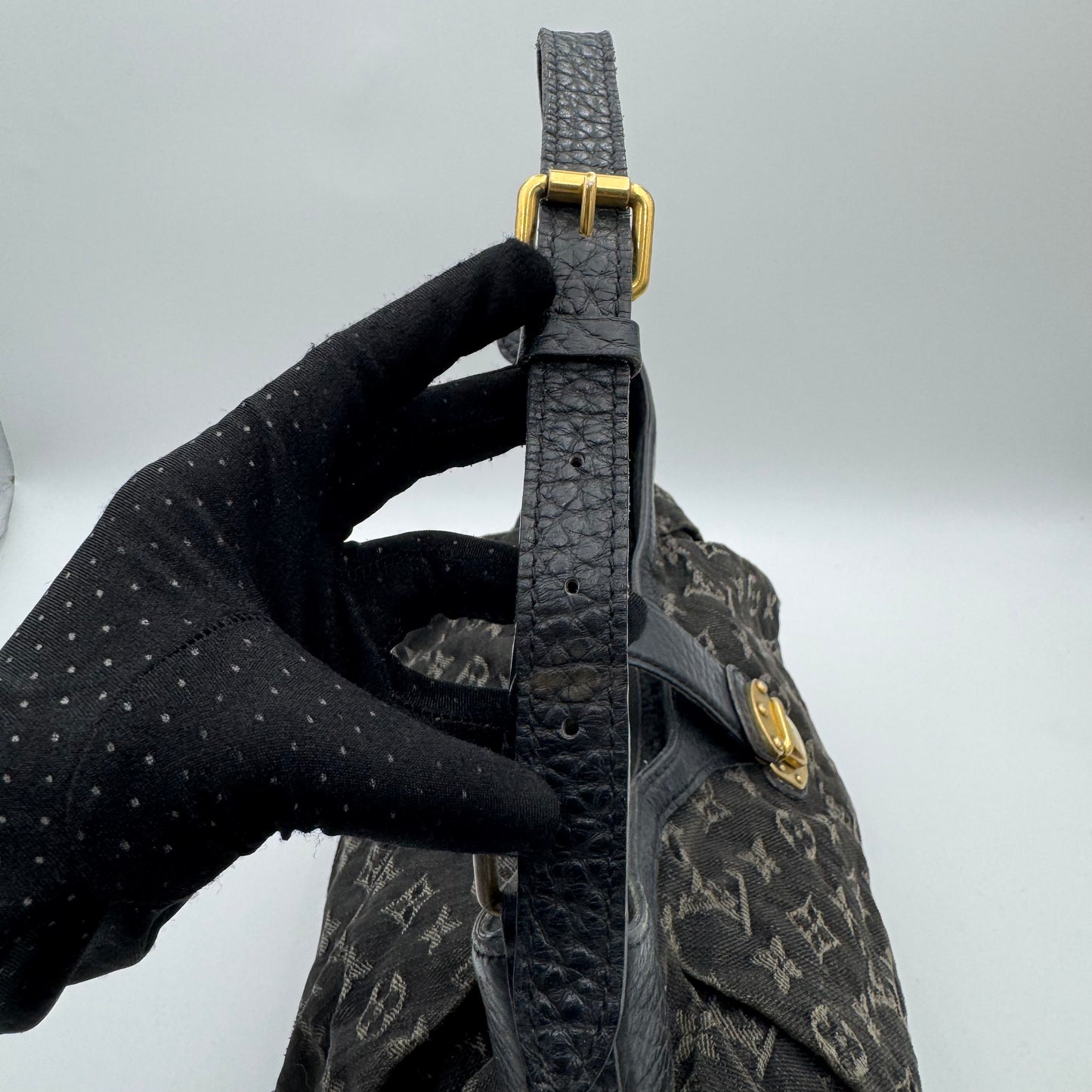 Louis Vuitton Black Monogram Denim Mahina XS Bag