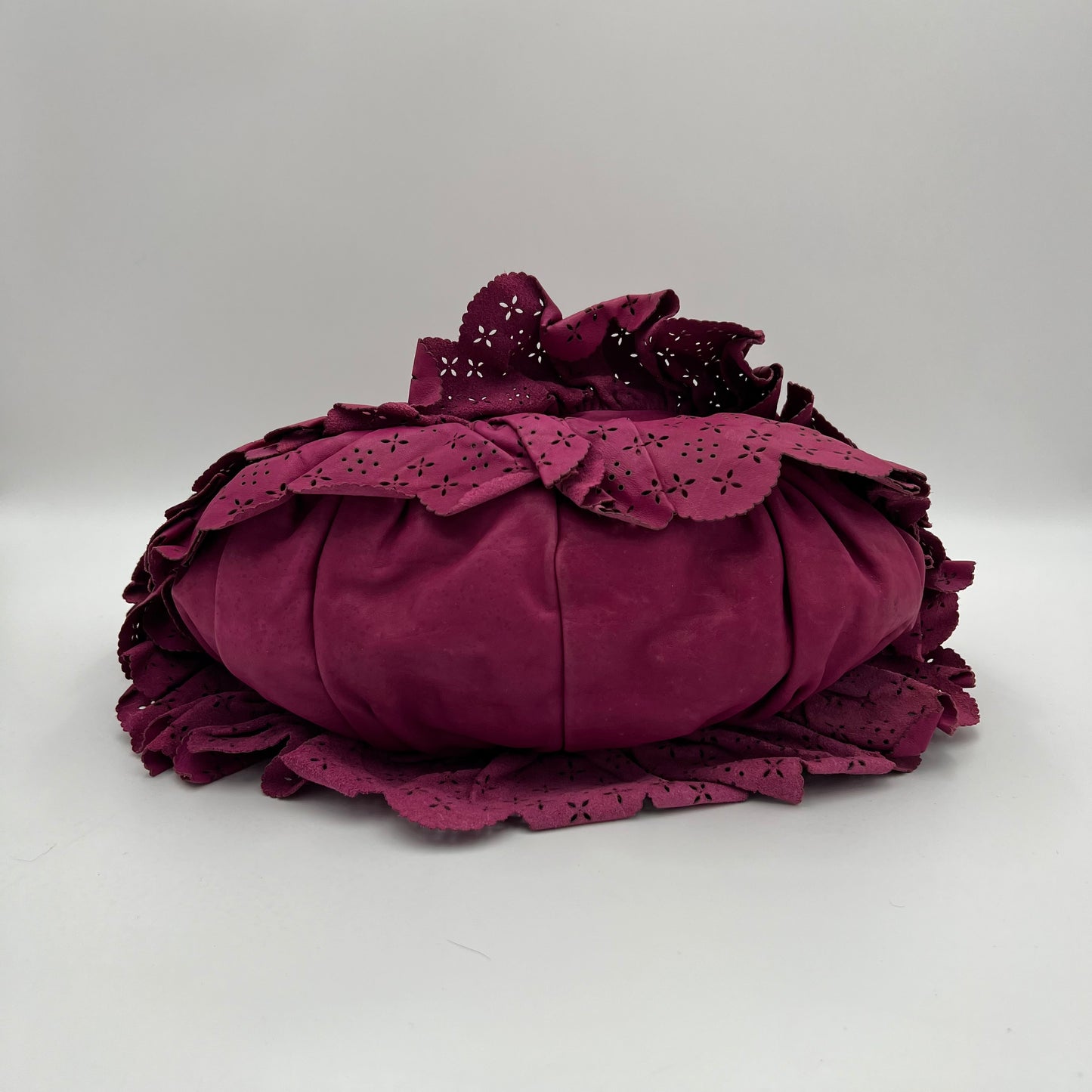Christian Dior Pink Leather Gypsy Ruffle Hobo Shoulder Bag