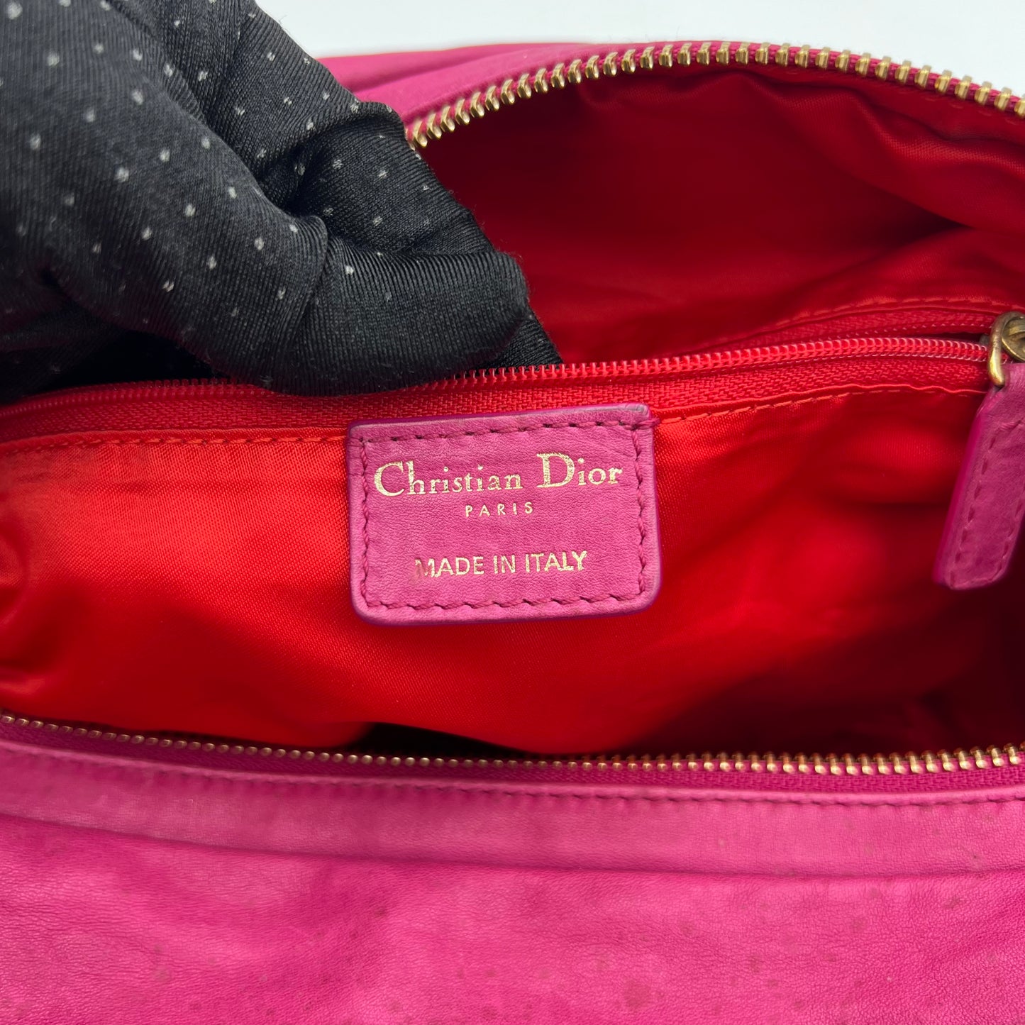 Christian Dior Pink Leather Gypsy Ruffle Hobo Shoulder Bag