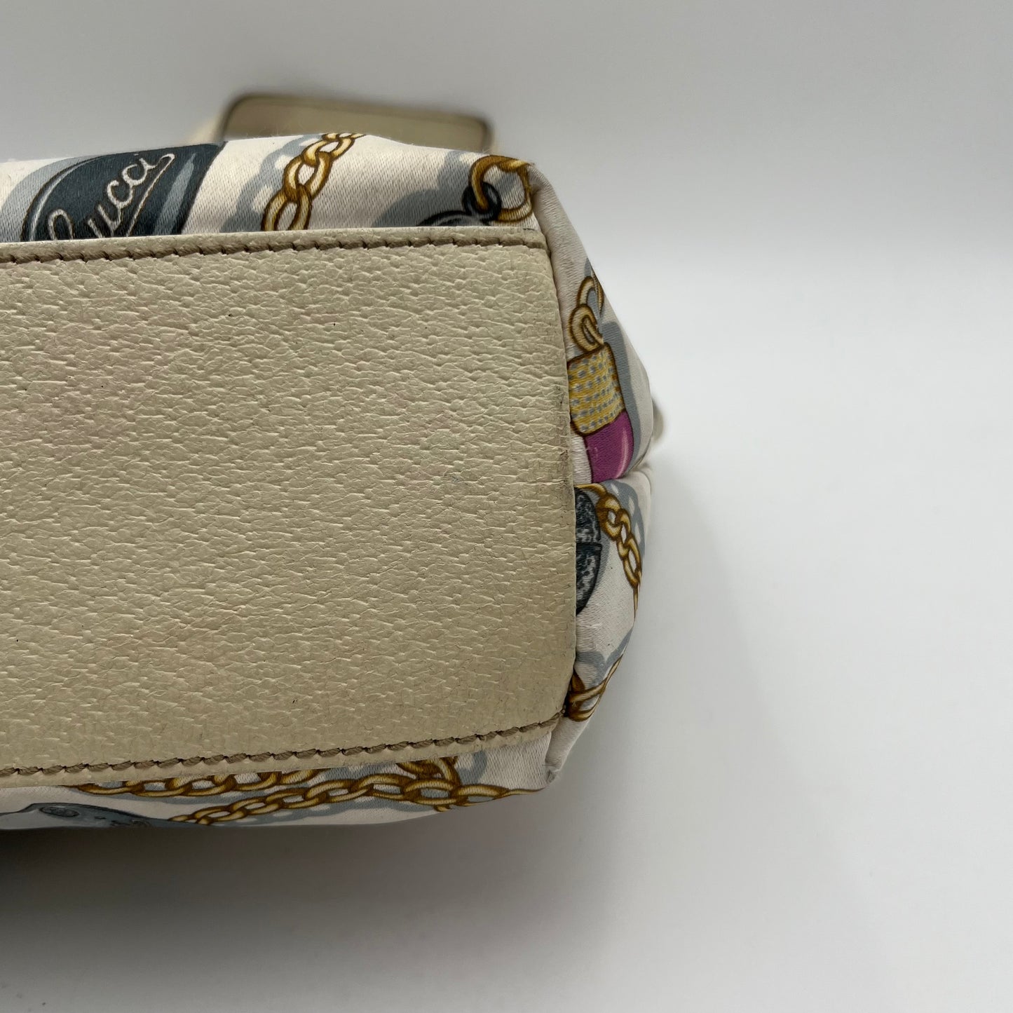 Gucci White Satin Charms Tote