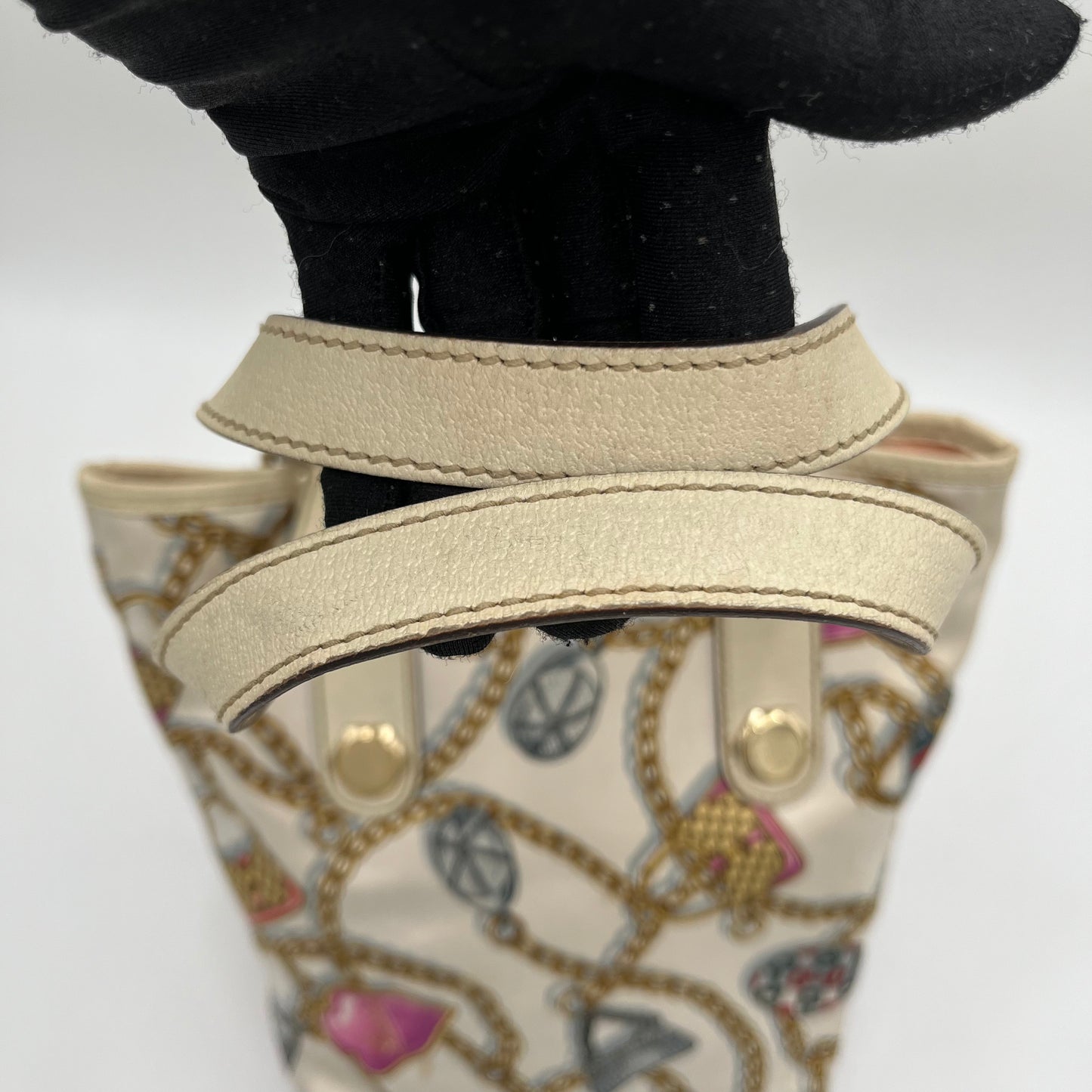 Gucci White Satin Charms Tote