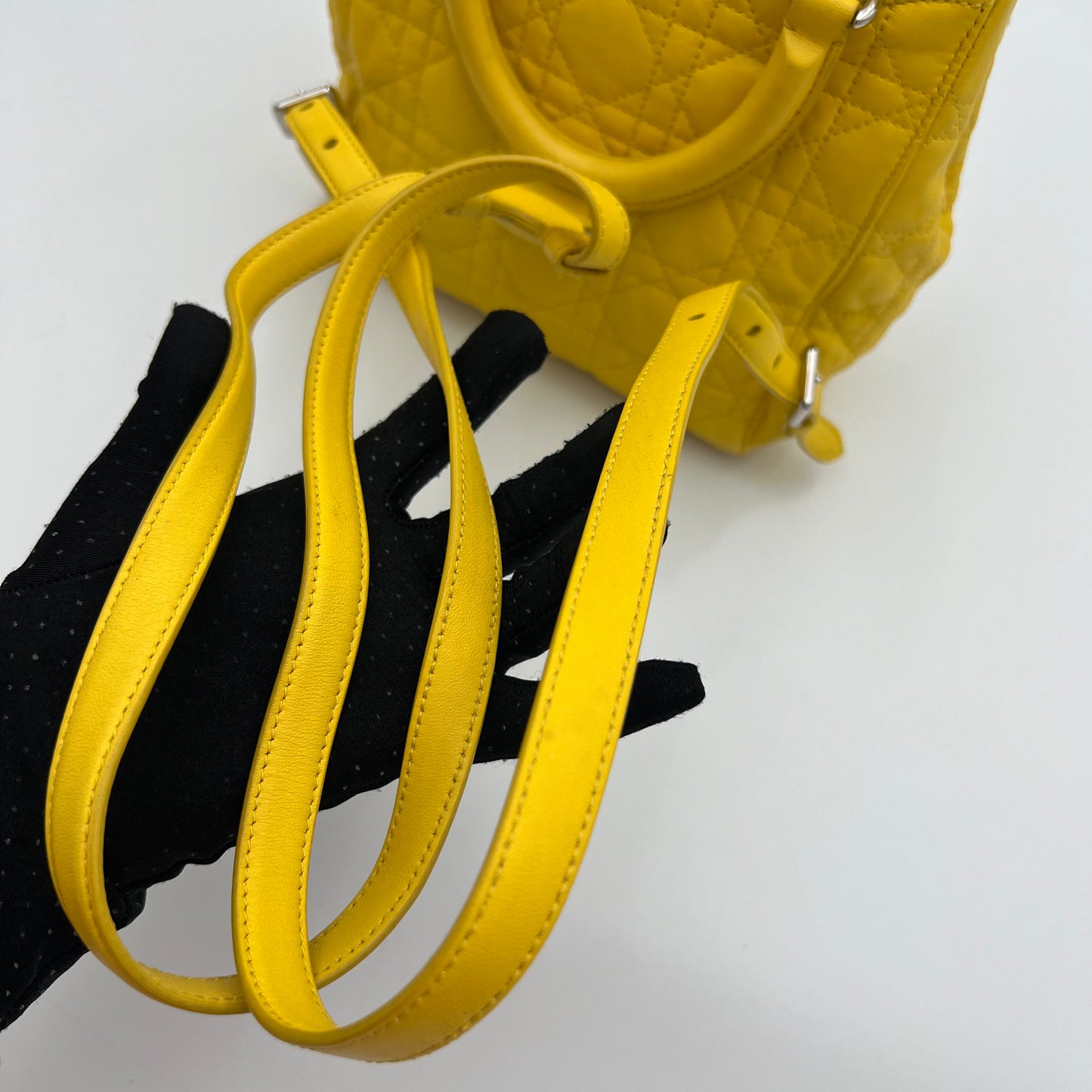 Christian Dior Yellow Lambskin Cannage Crystal Dragonfly Stardust Backpack