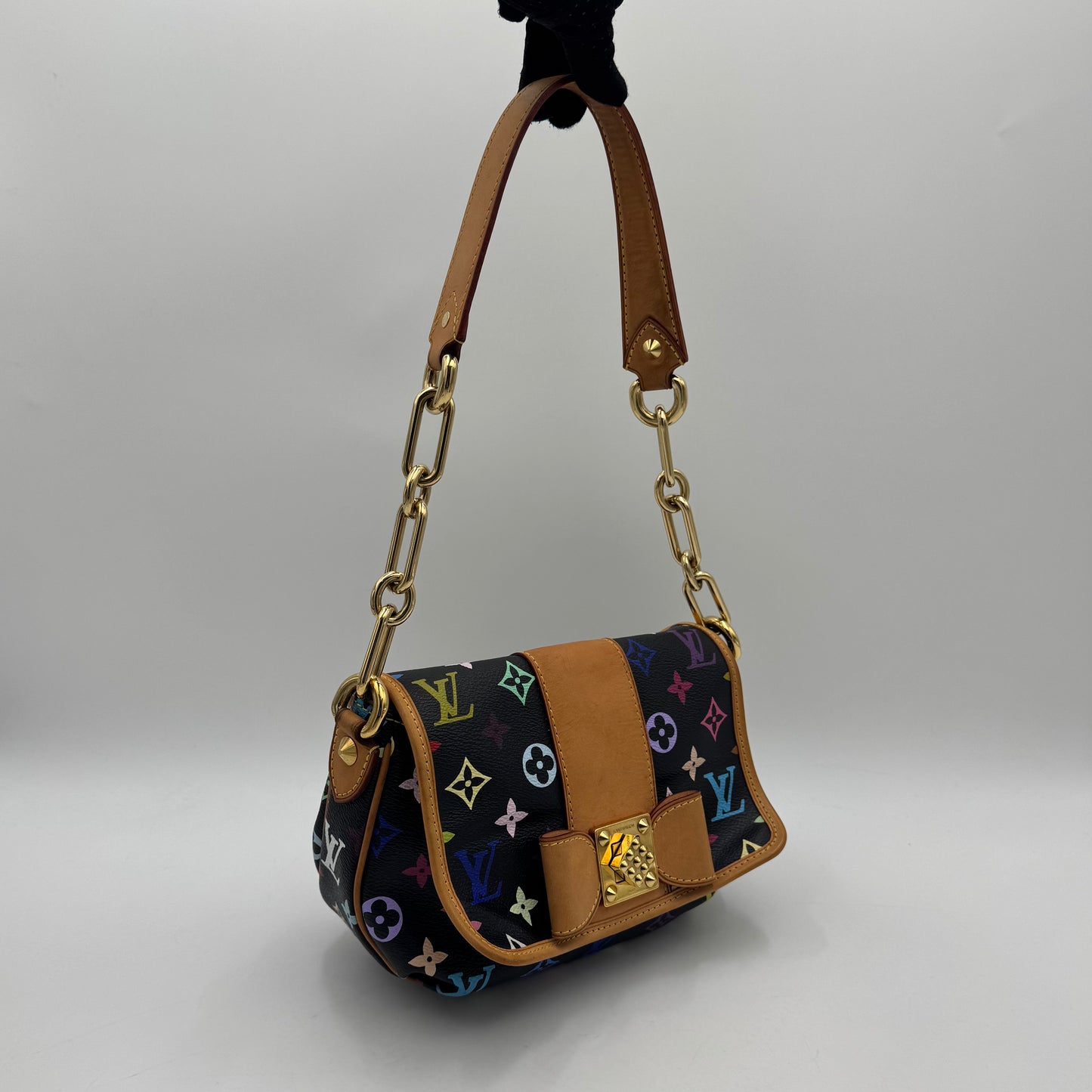 Louis Vuitton Takashi Murakami Black Multicolor Patti Shoulder Bag