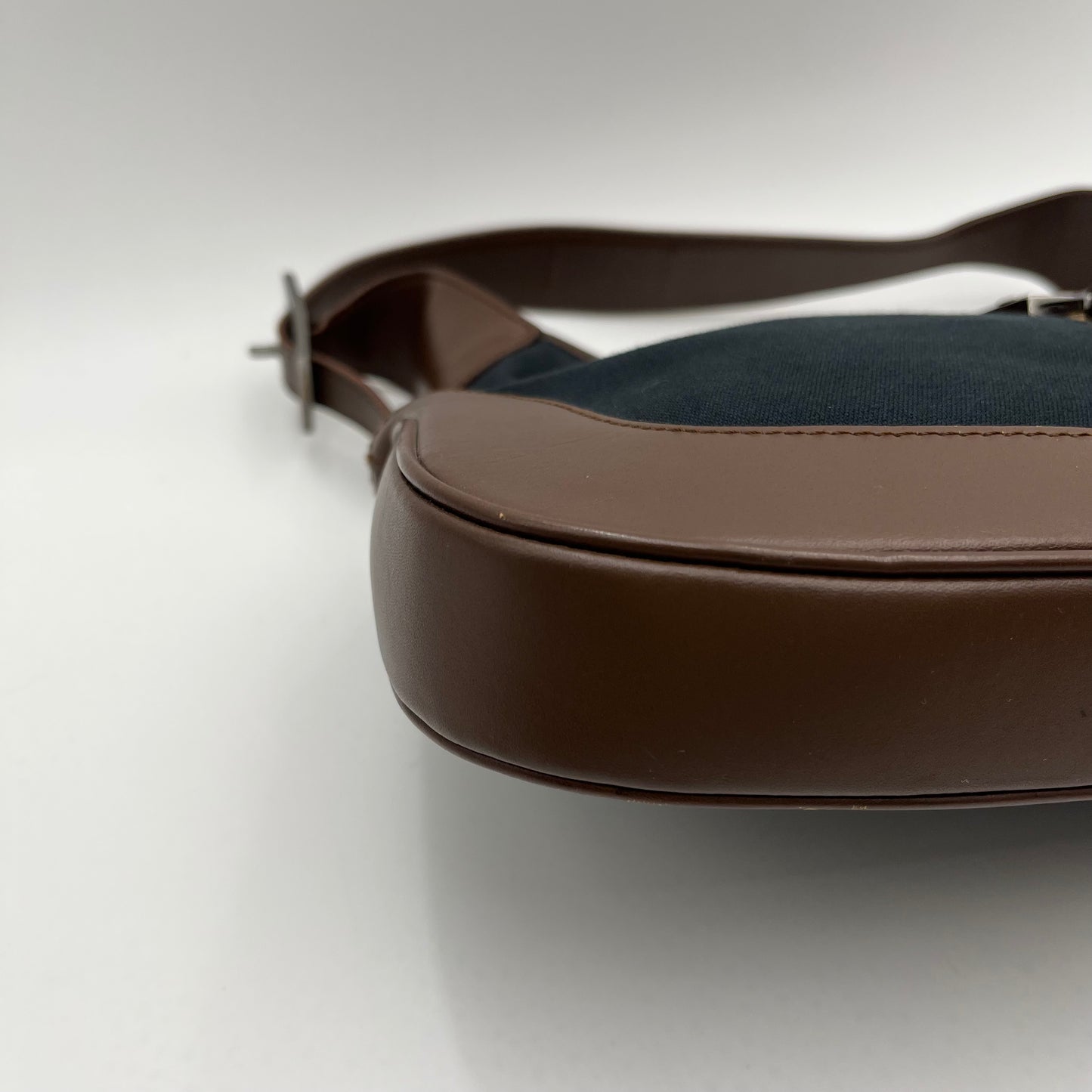 Gucci Black Canvas Neutral Sherryline Brown Leather Jackie O