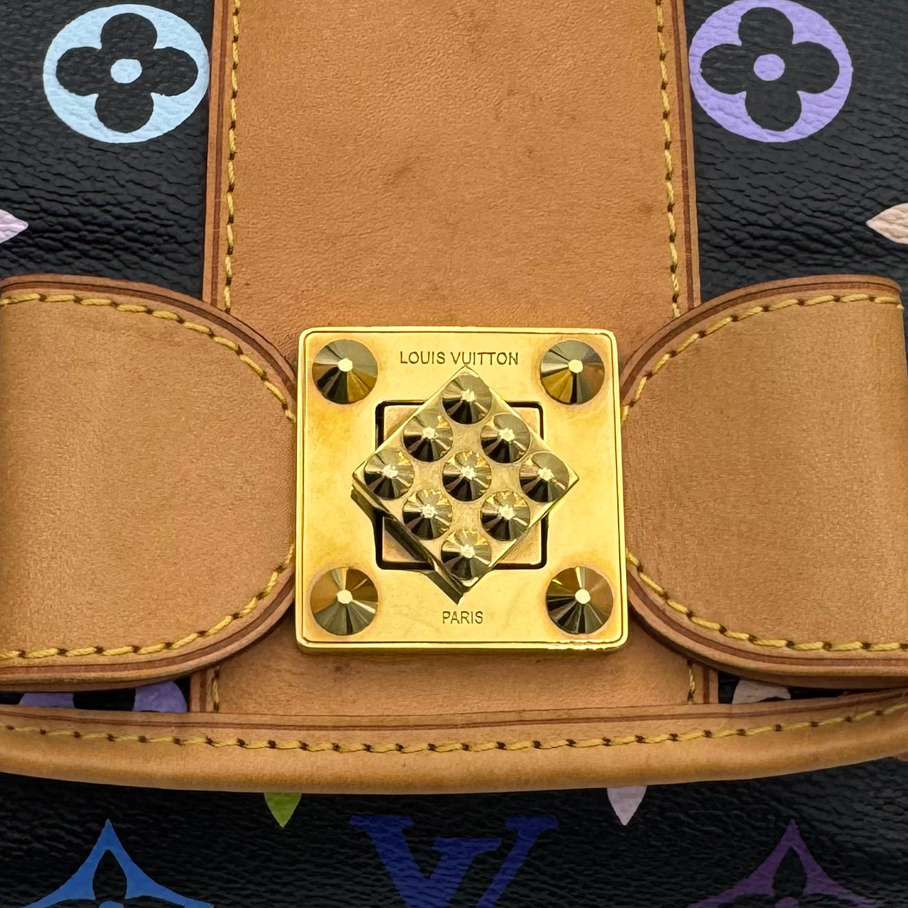 Louis Vuitton Takashi Murakami Black Multicolor Patti Shoulder Bag