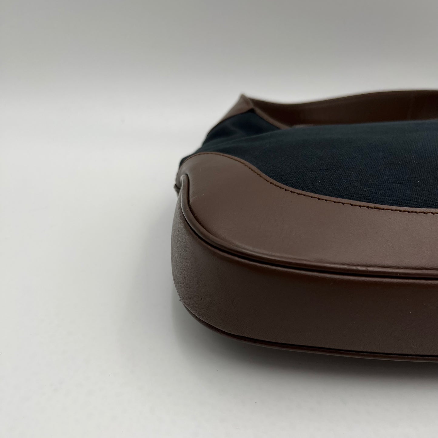 Gucci Black Canvas Neutral Sherryline Brown Leather Jackie O