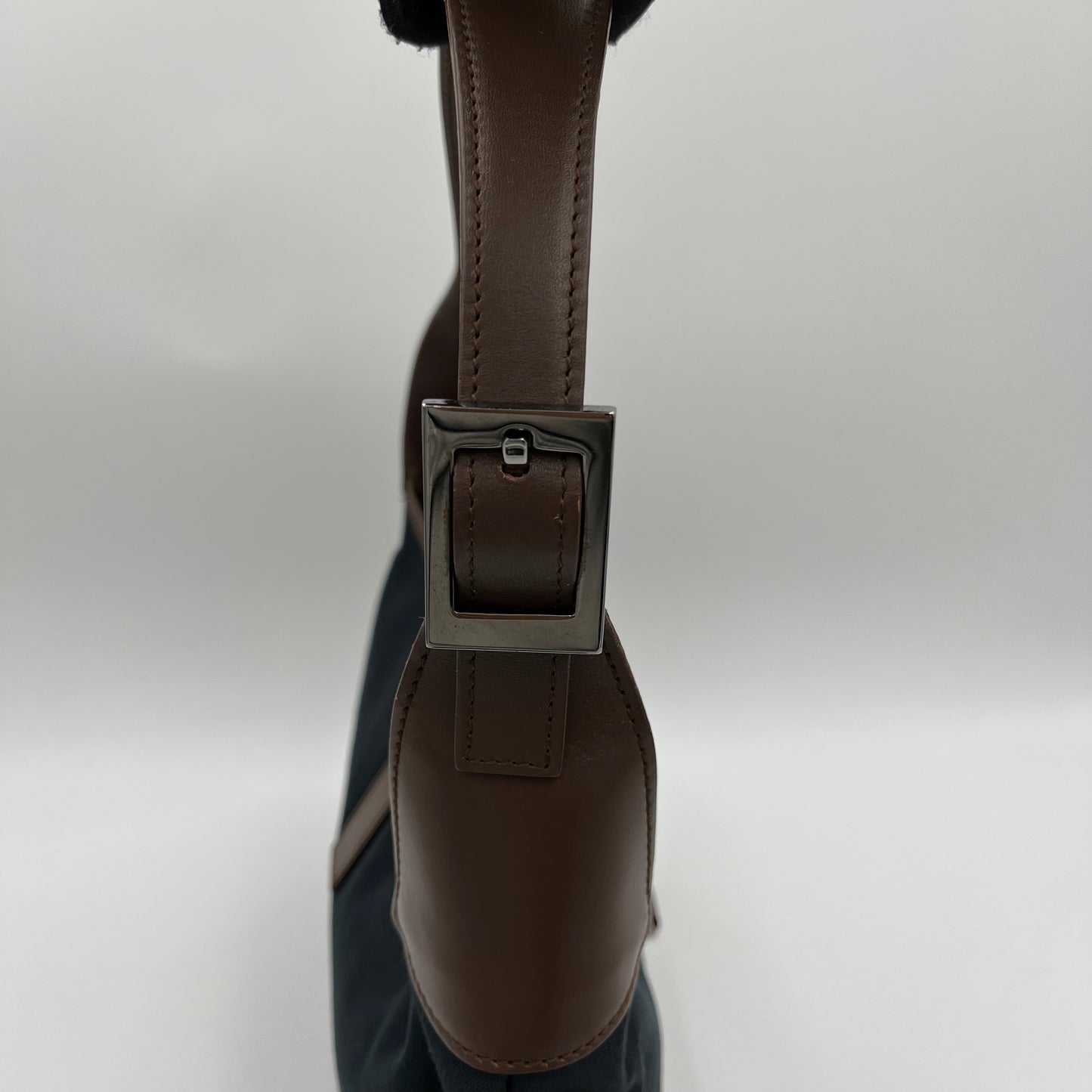 Gucci Black Canvas Neutral Sherryline Brown Leather Jackie O
