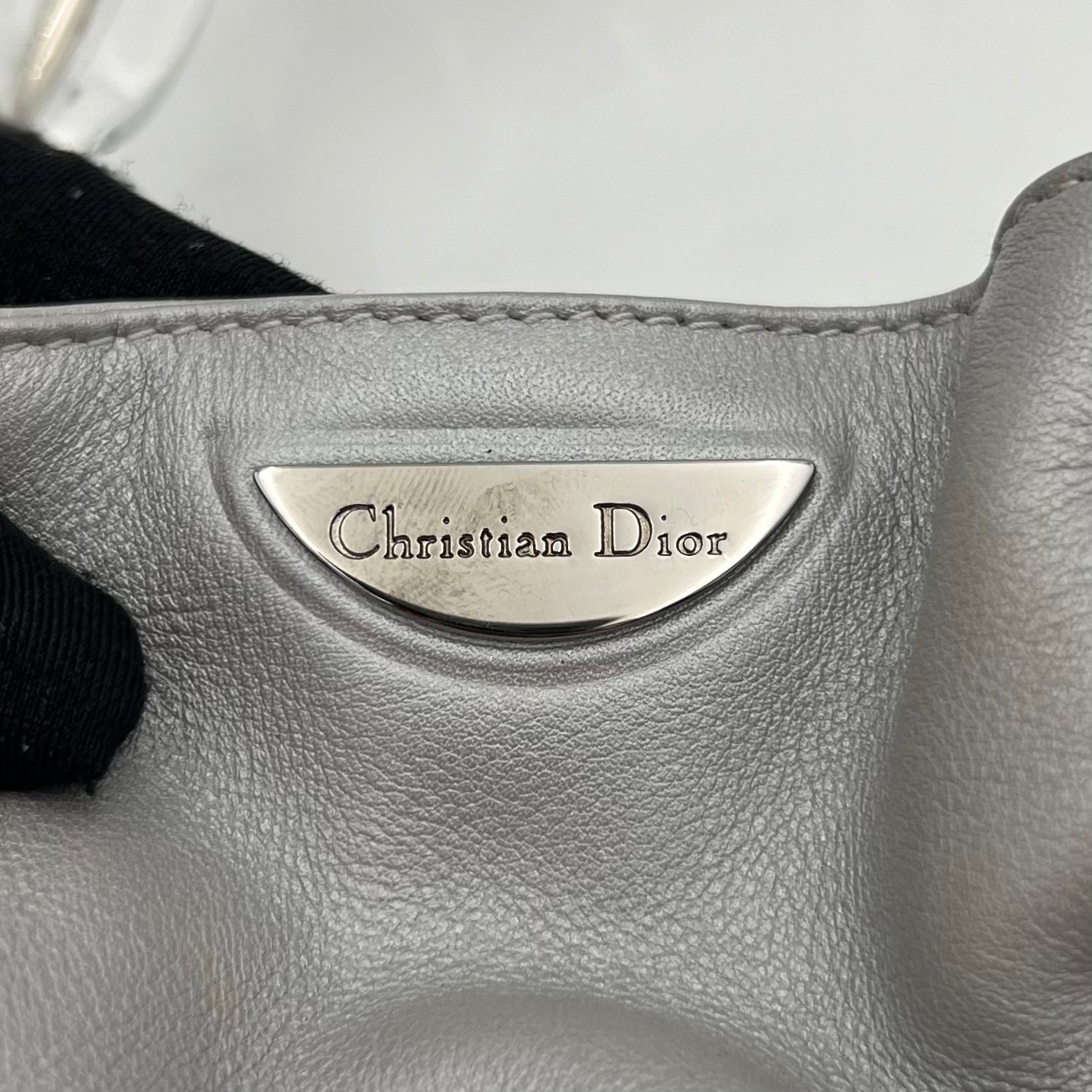Christian Dior Gray Leather Malice Pearl Handbag
