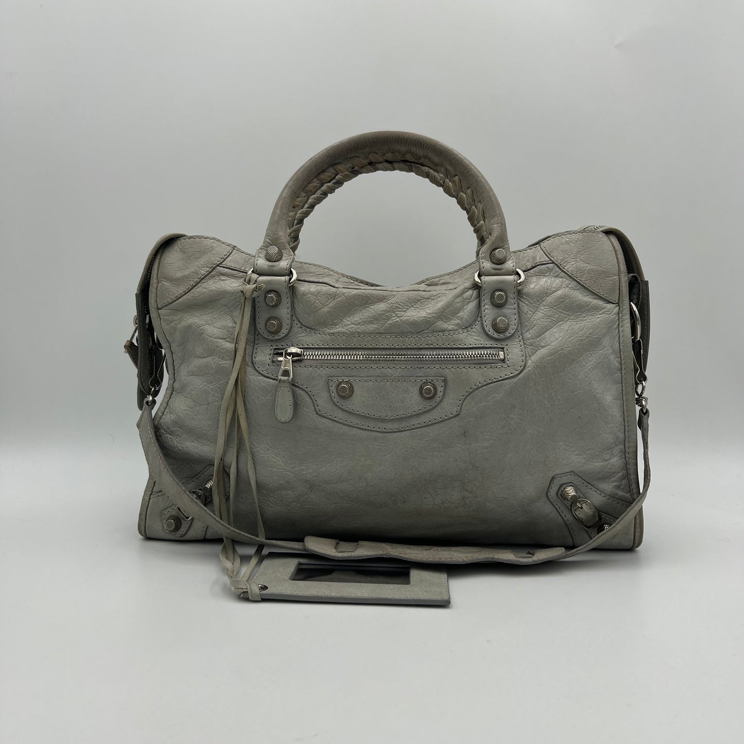 Balenciaga Light Gray Leather Giant 12 City Bag SHW