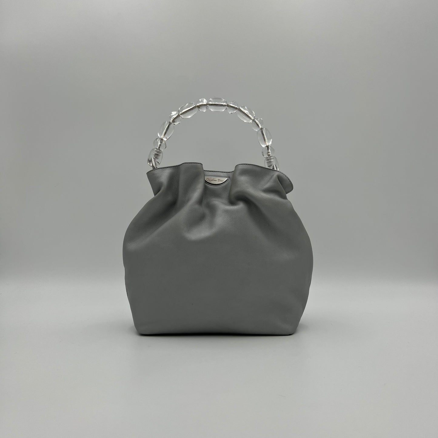 Christian Dior Gray Leather Malice Pearl Handbag