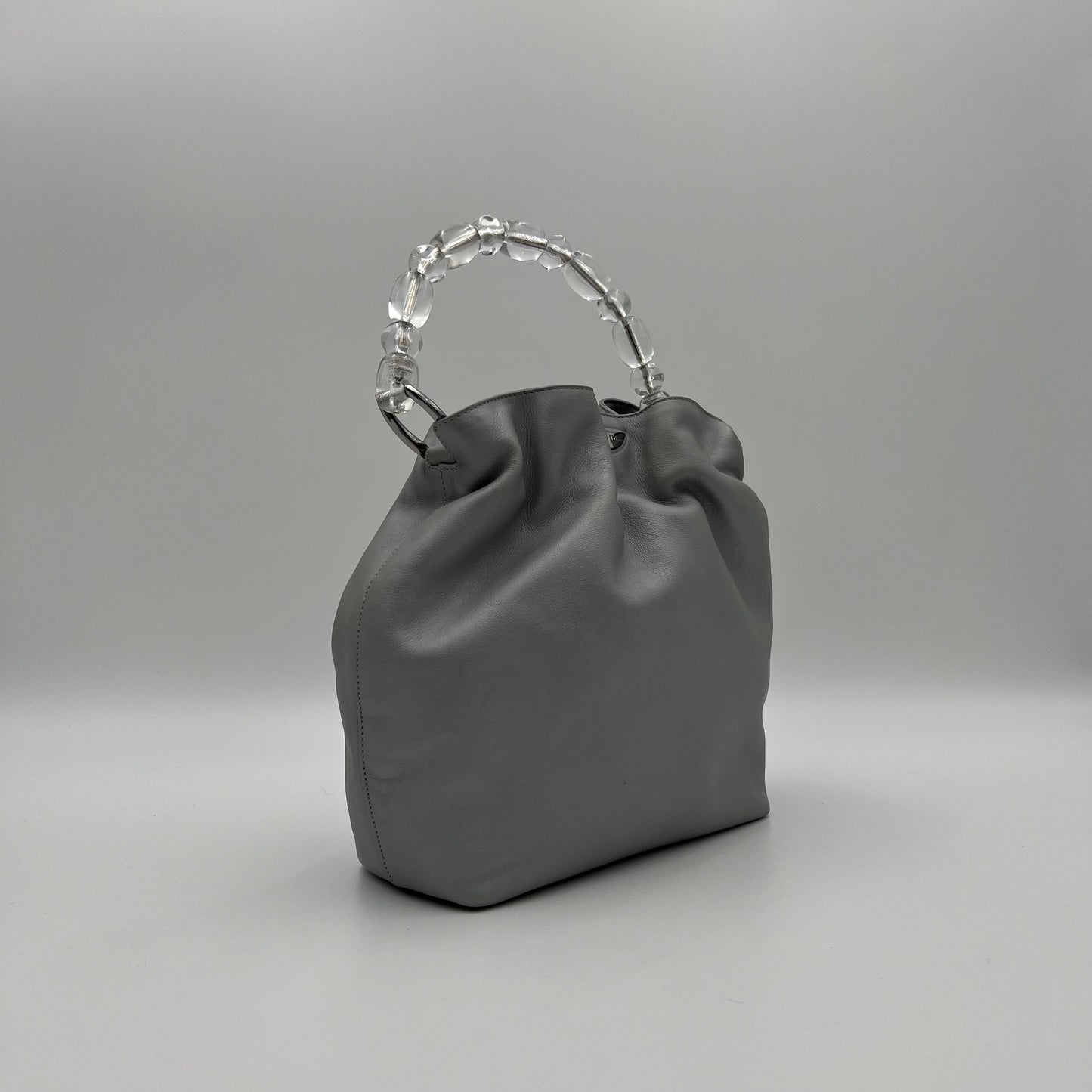 Christian Dior Gray Leather Malice Pearl Handbag