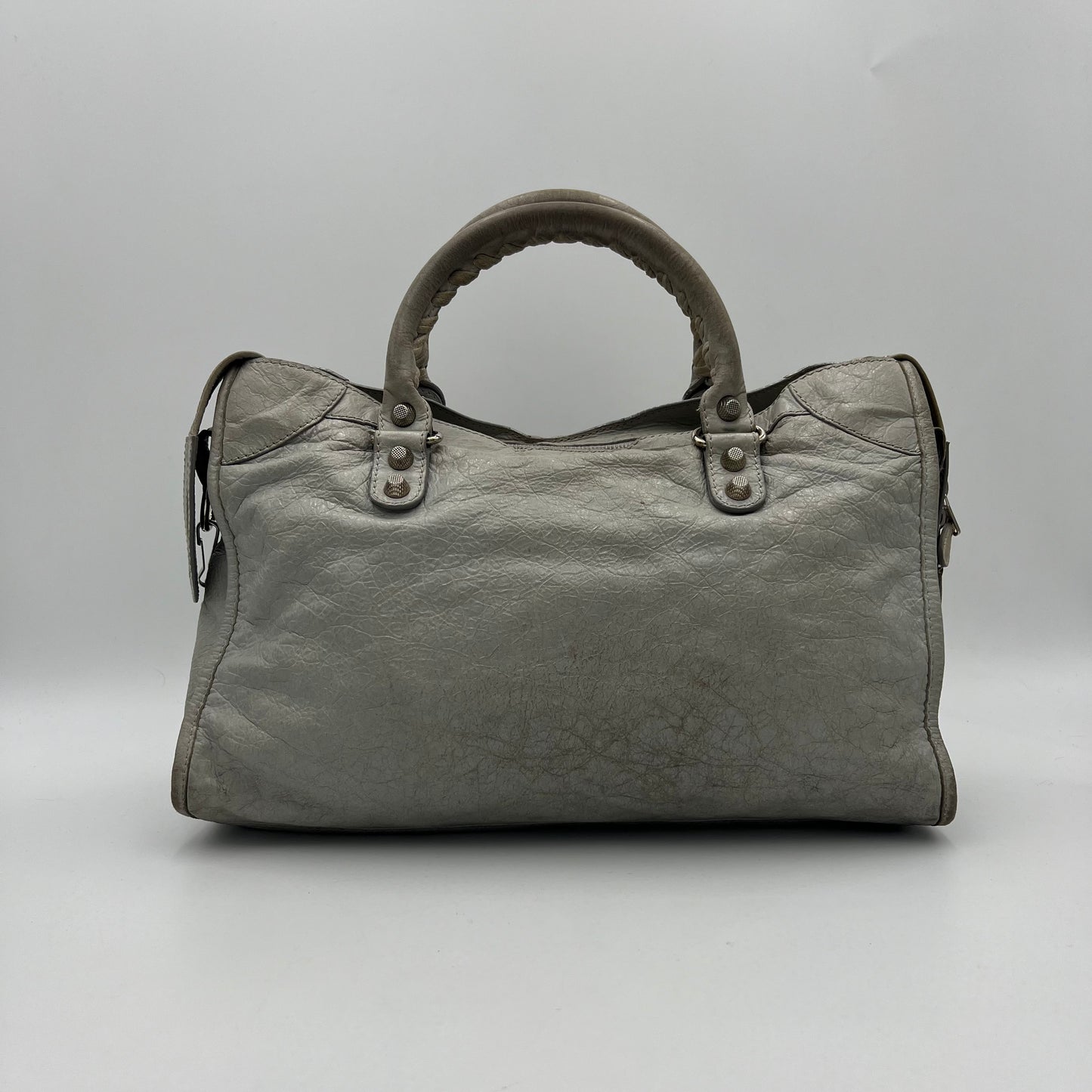 Balenciaga Light Gray Leather Giant 12 City Bag SHW
