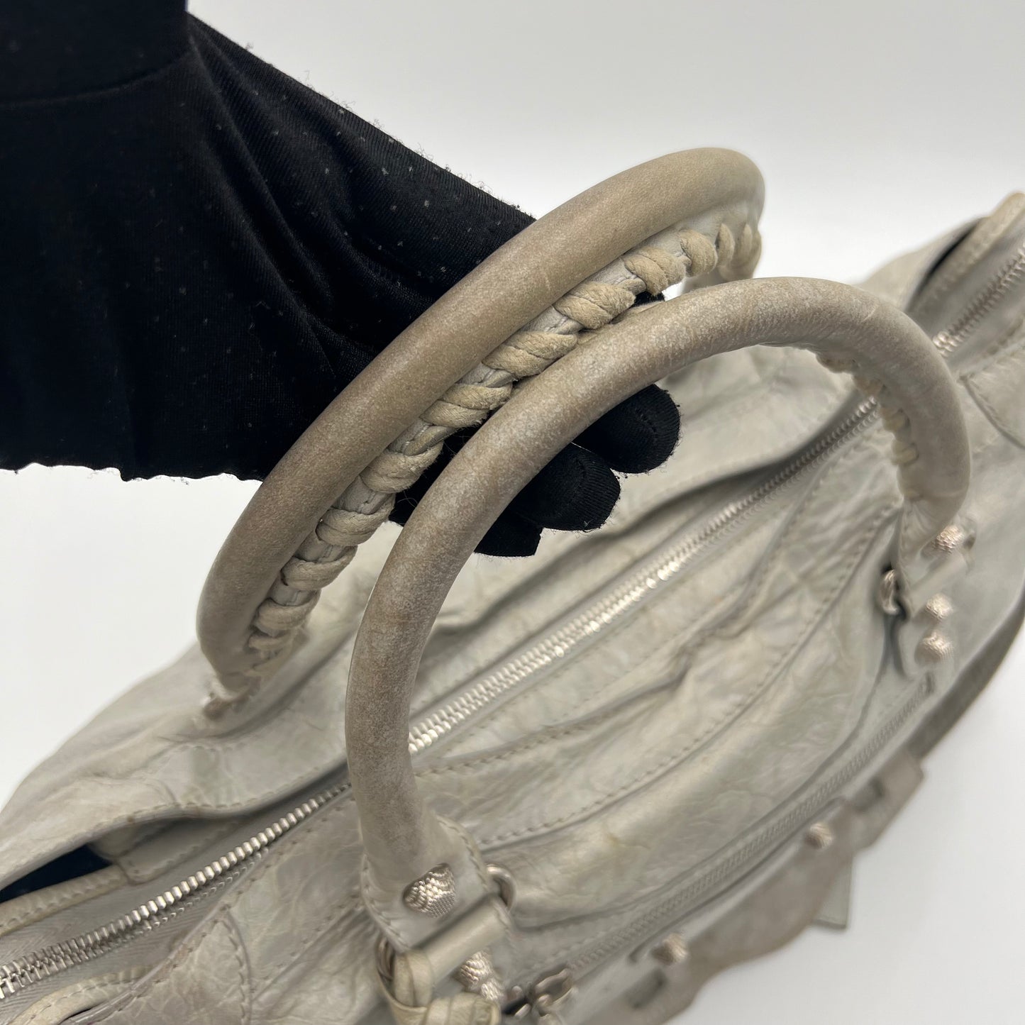Balenciaga Light Gray Leather Giant 12 City Bag SHW