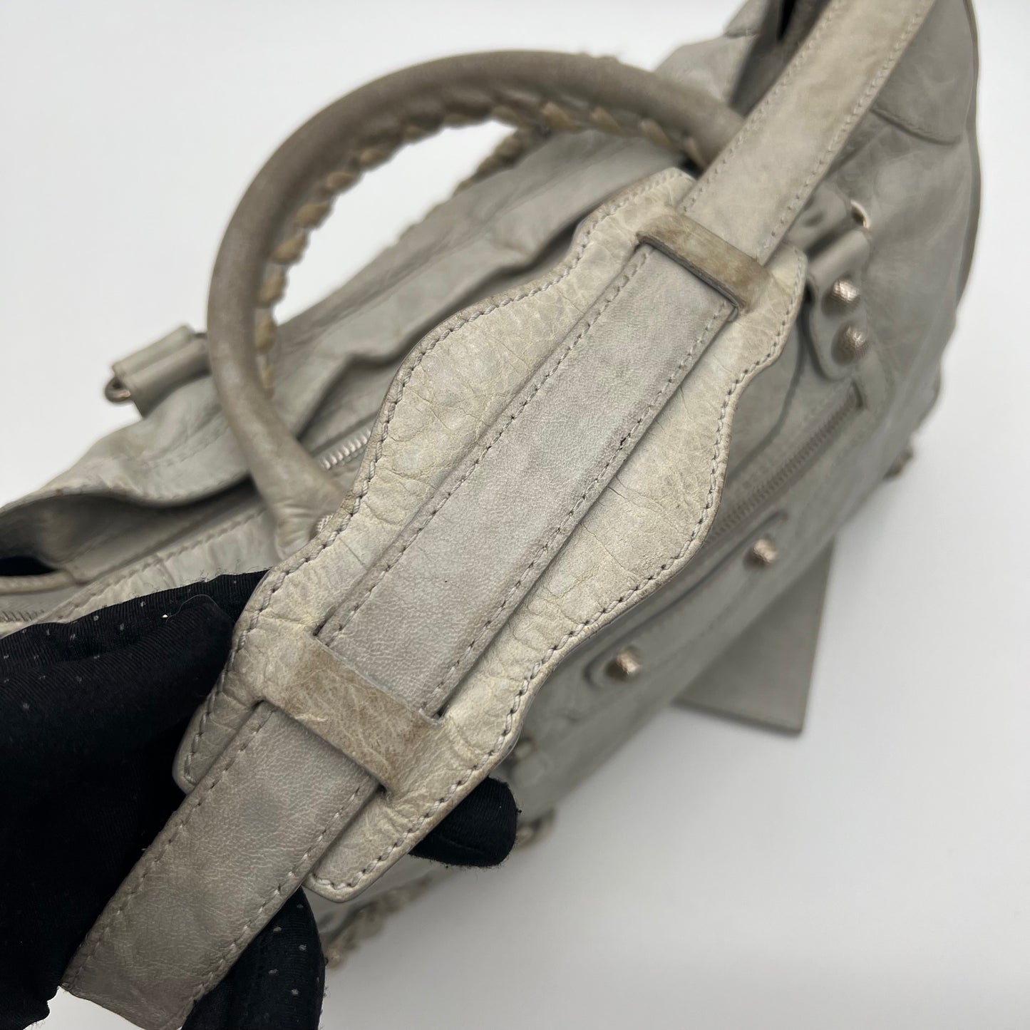 Balenciaga Light Gray Leather Giant 12 City Bag SHW
