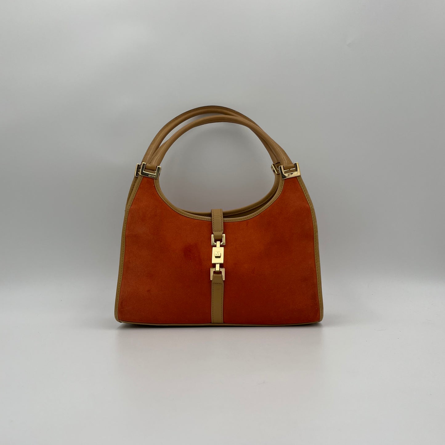 Gucci Orange Suede and Beige Leather Bardot Jackie