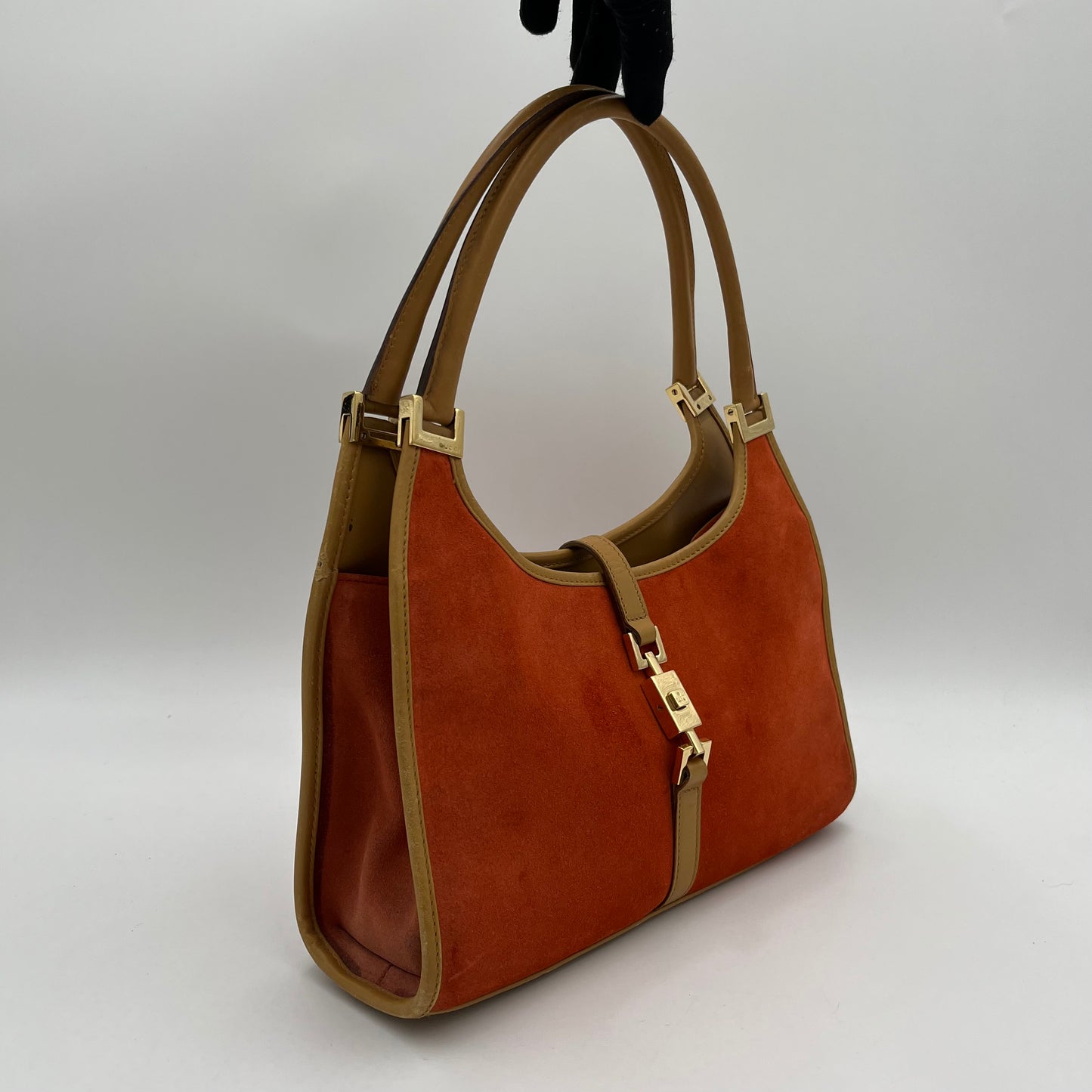 Gucci Orange Suede and Beige Leather Bardot Jackie