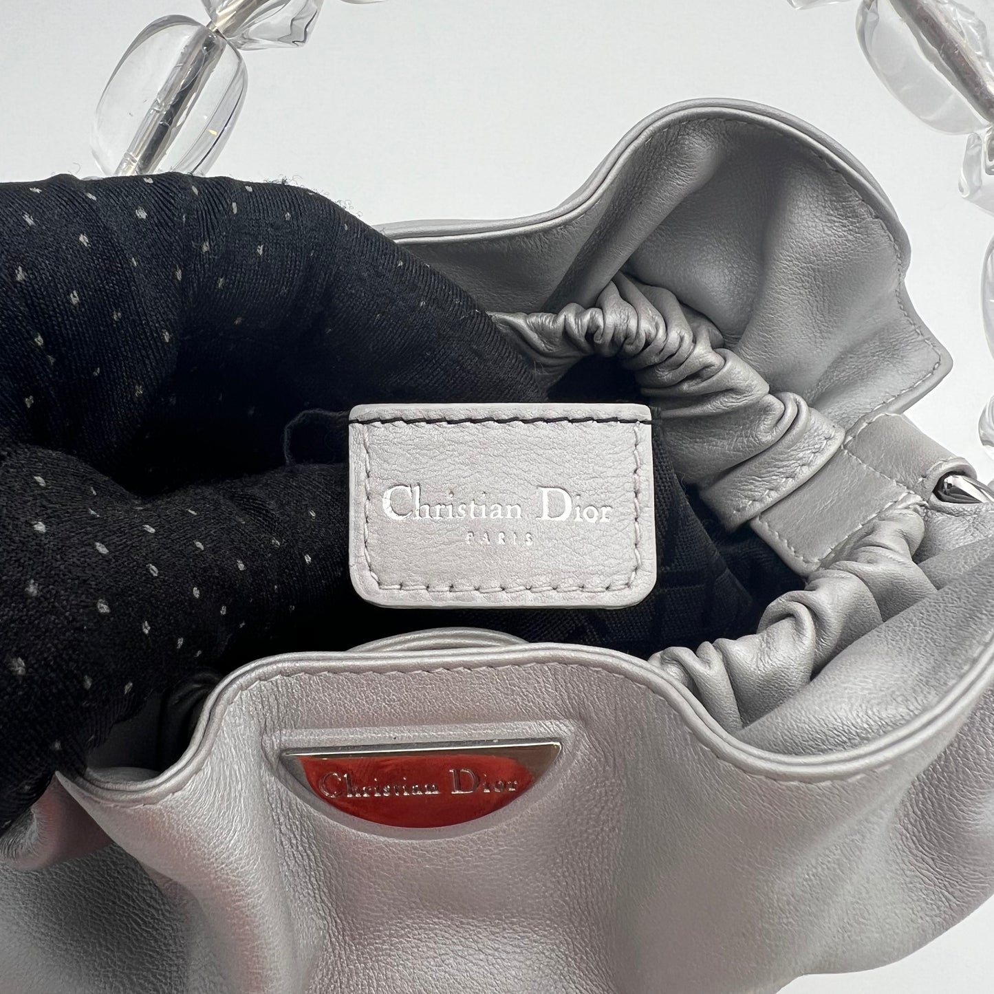 Christian Dior Gray Leather Malice Pearl Handbag