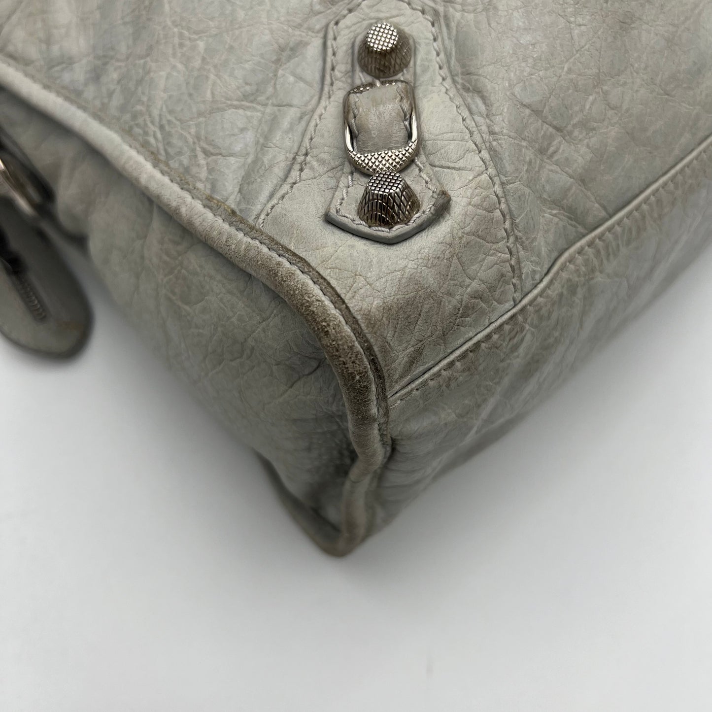 Balenciaga Light Gray Leather Giant 12 City Bag SHW