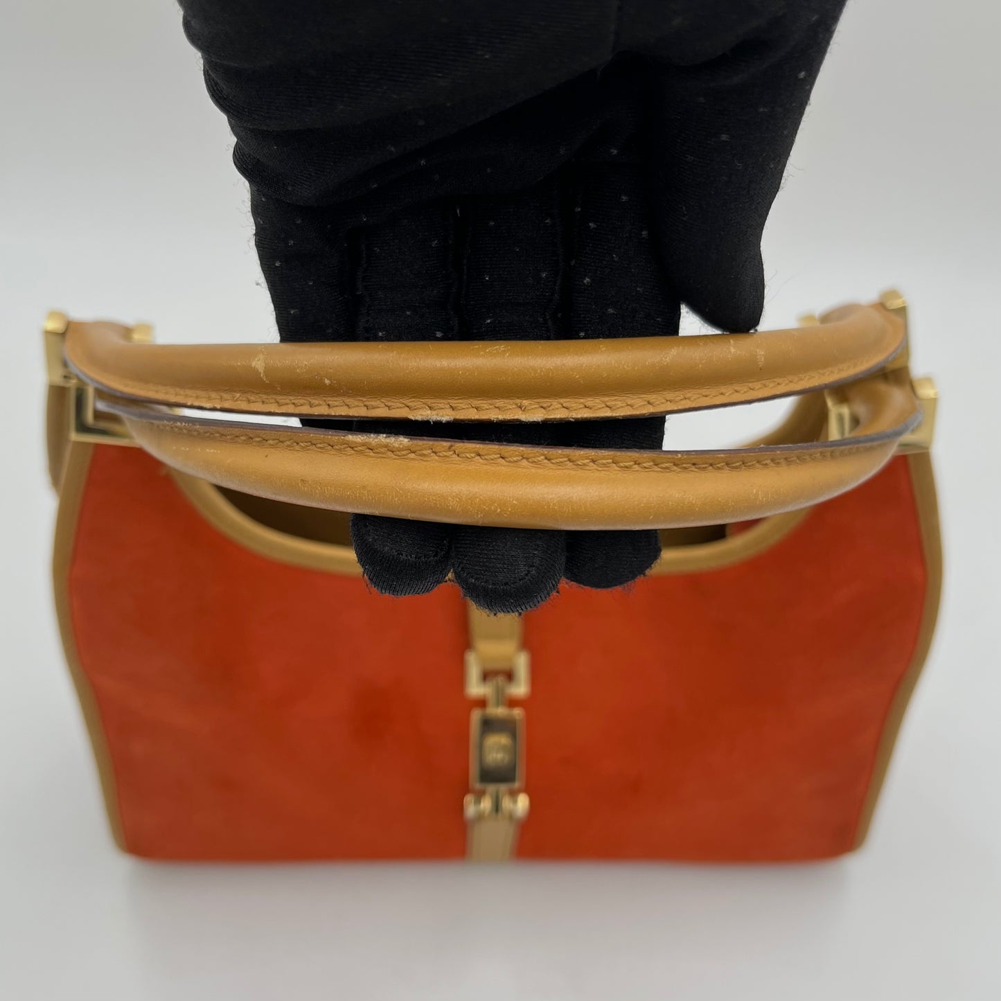 Gucci Orange Suede and Beige Leather Bardot Jackie
