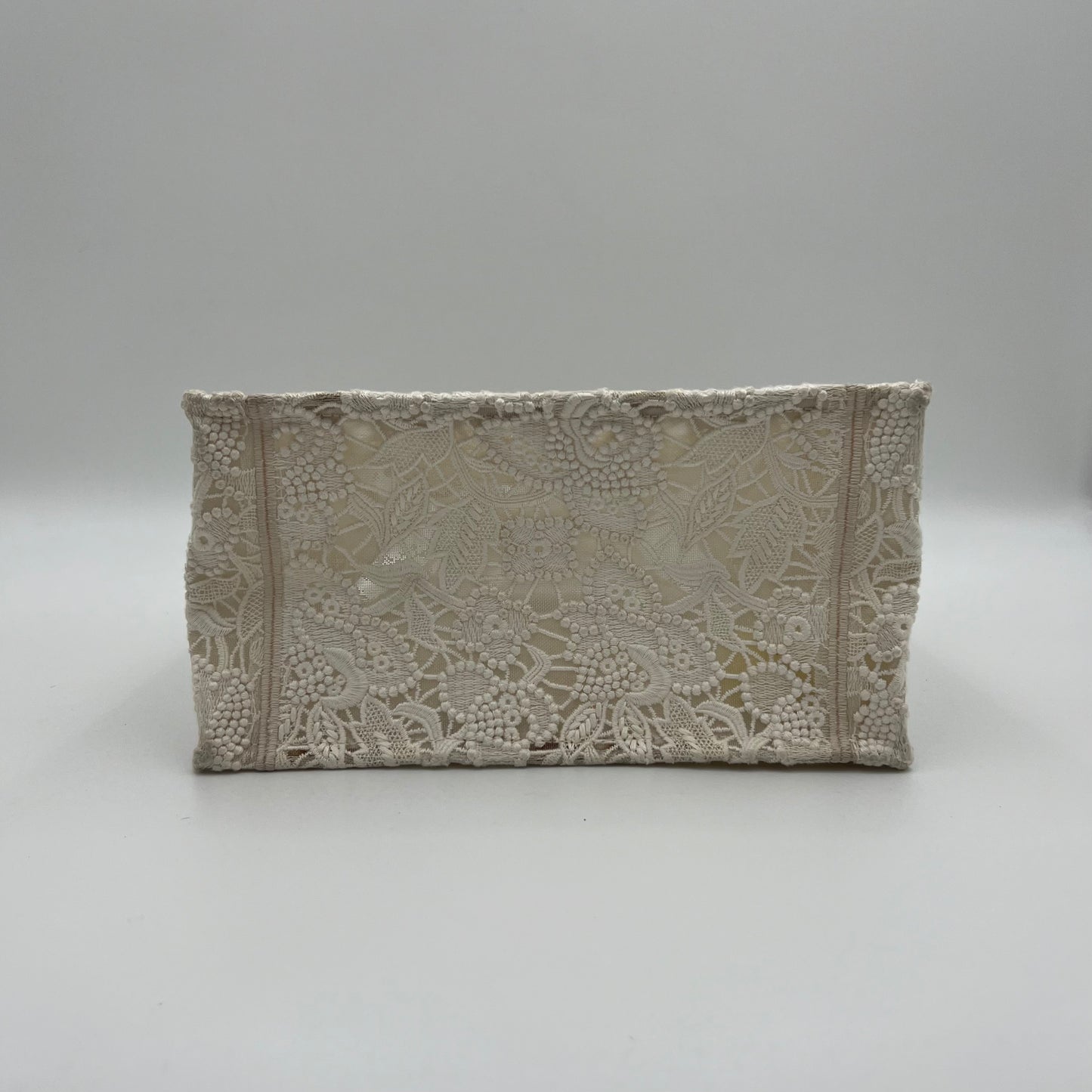 Christian Dior White Small D-Lace Embroidery Book Tote