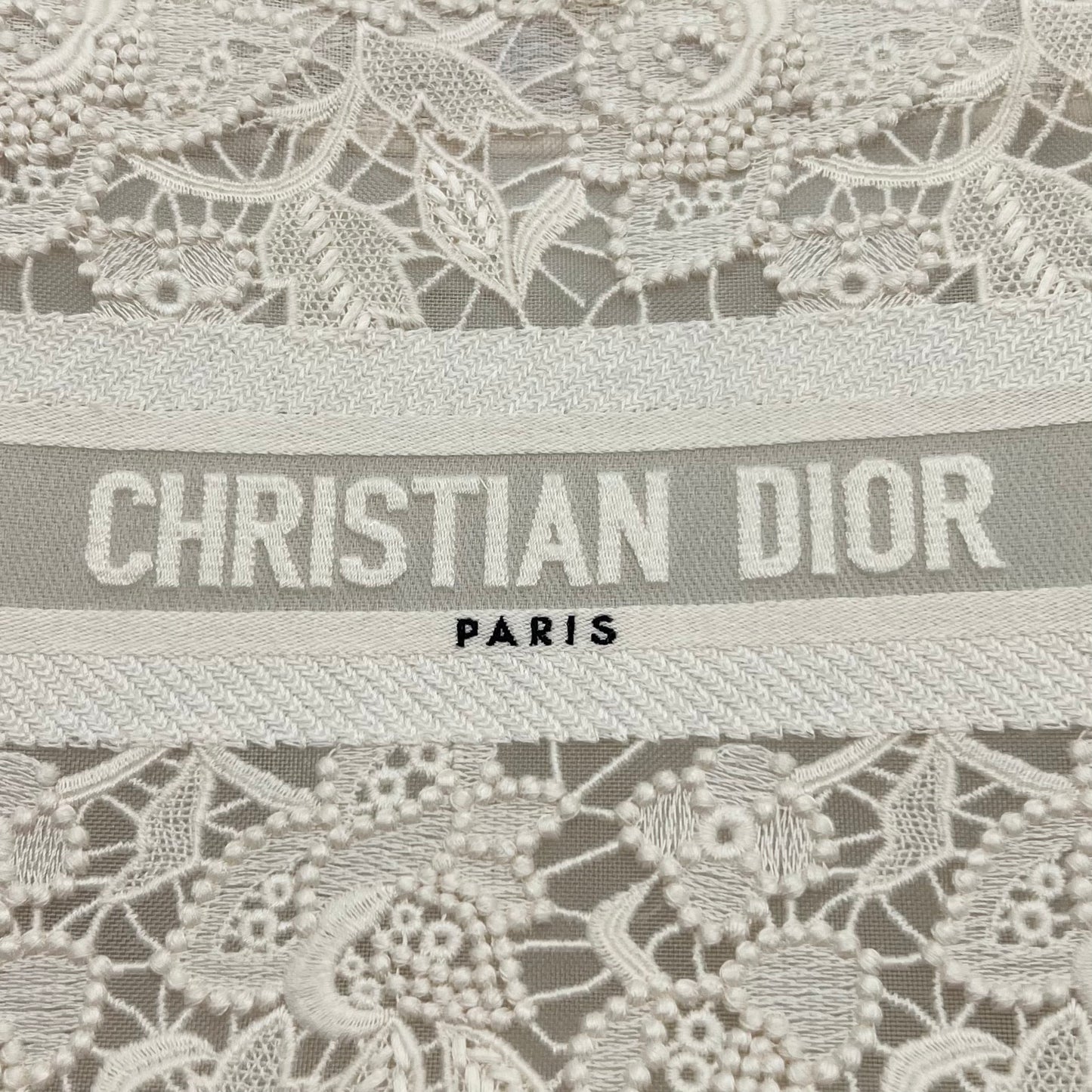 Christian Dior White Small D-Lace Embroidery Book Tote