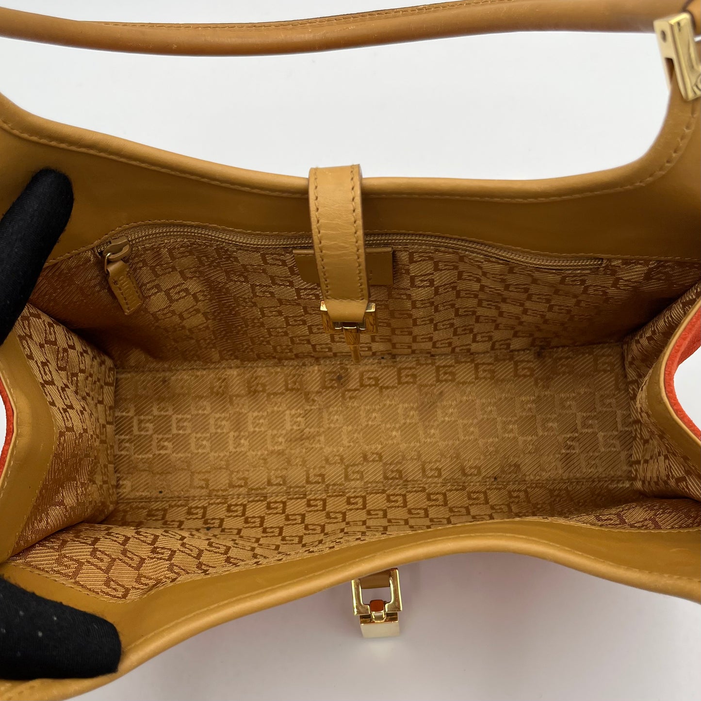 Gucci Orange Suede and Beige Leather Bardot Jackie