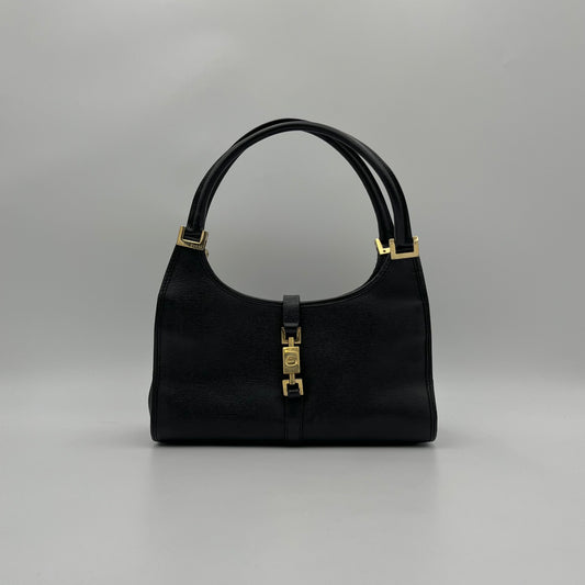 Gucci Black Leather Bardot Jackie Bag GHW