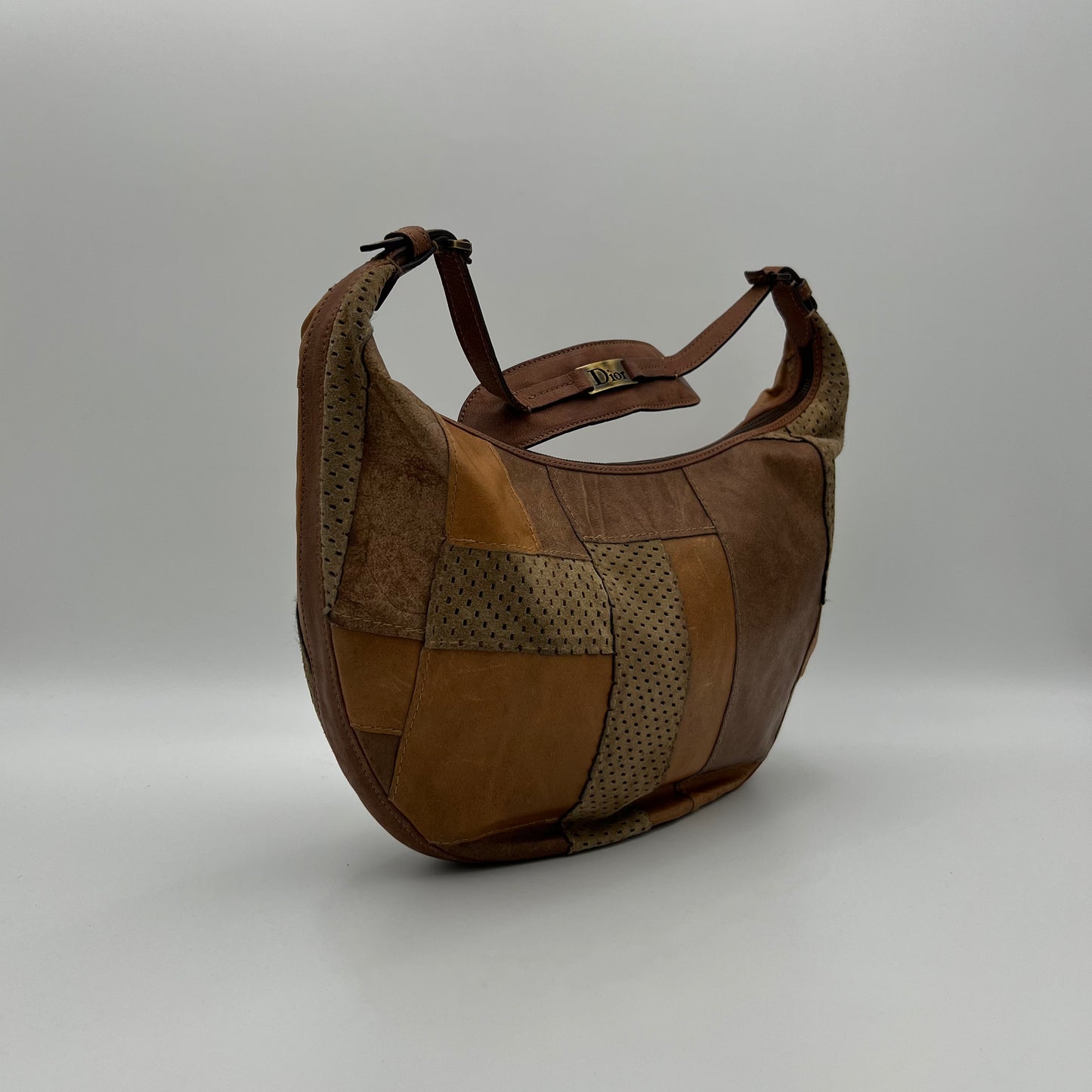 Christian Dior Patchwork Leather Hobo Bag