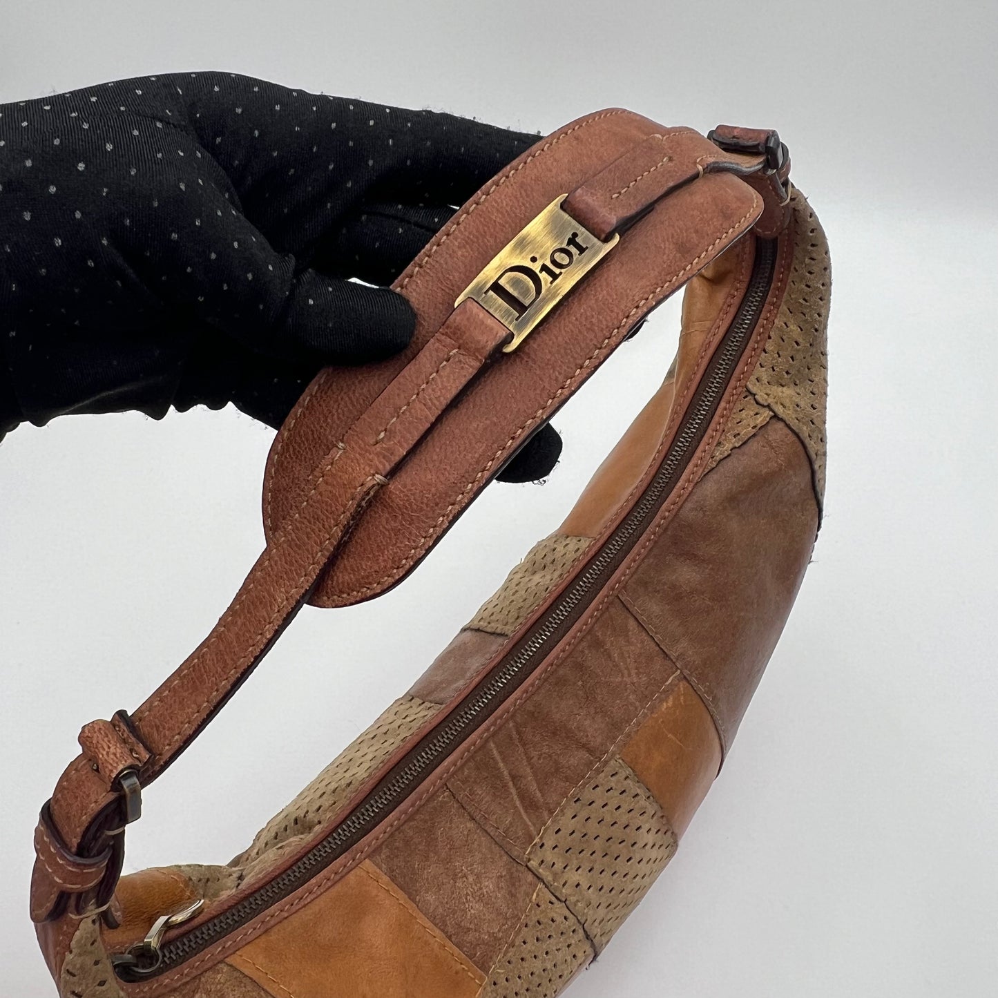 Christian Dior Patchwork Leather Hobo Bag
