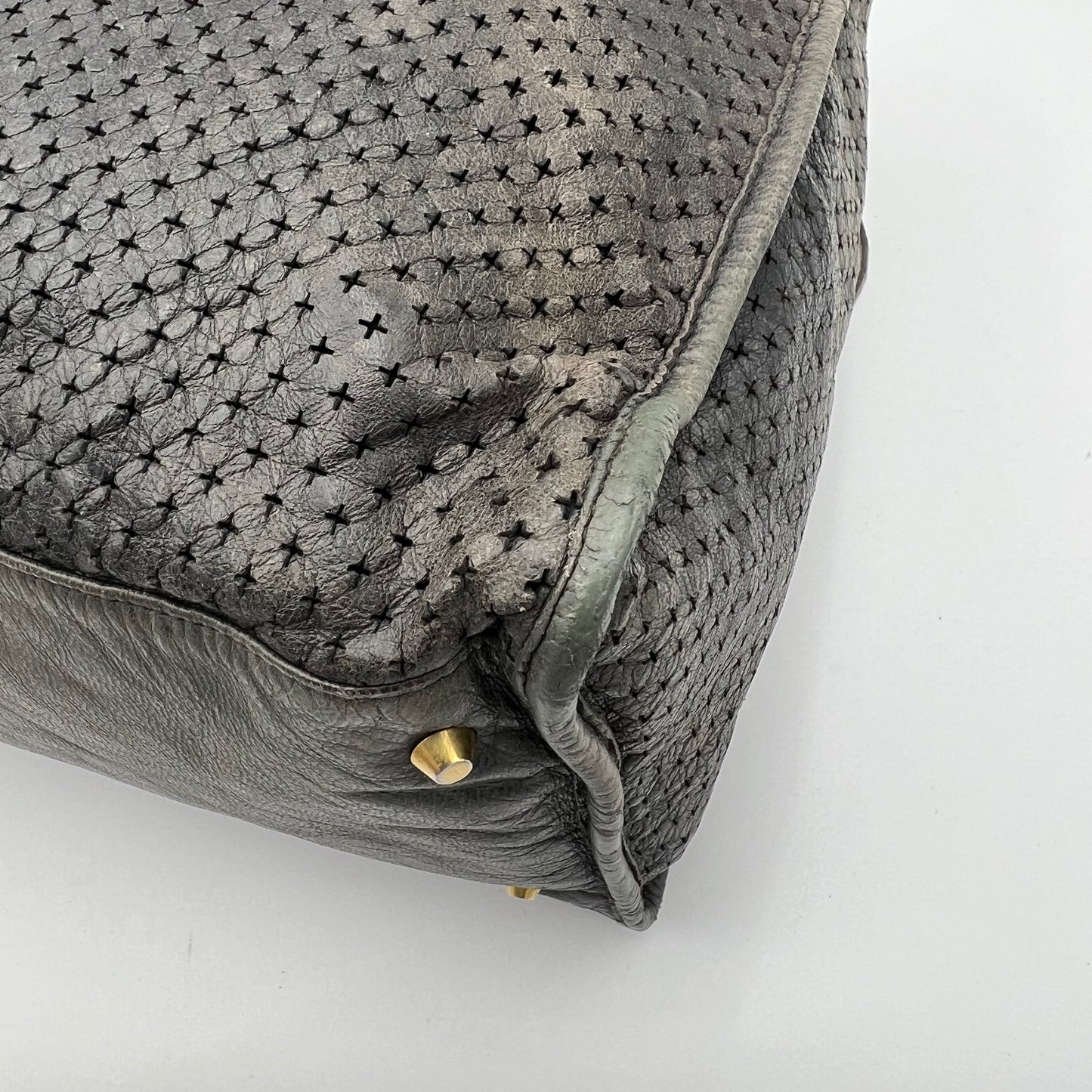 Balenciaga Gray Perforated Leather Classic Work Bag GHW