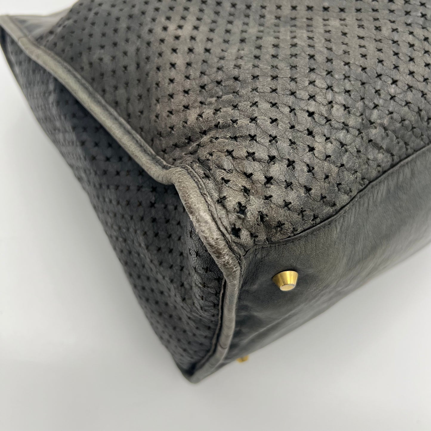 Balenciaga Gray Perforated Leather Classic Work Bag GHW