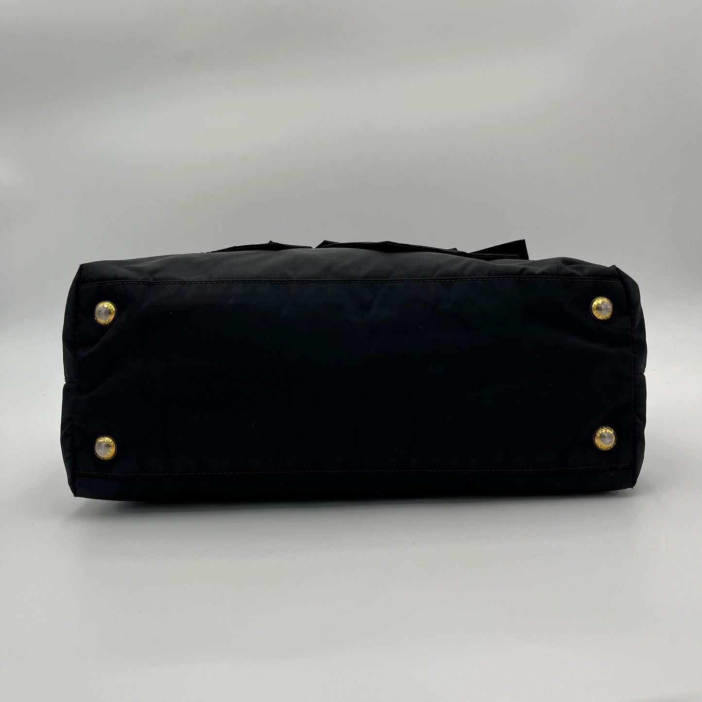 Prada Black Tessuto and Patent Leather Bow Tote Bag