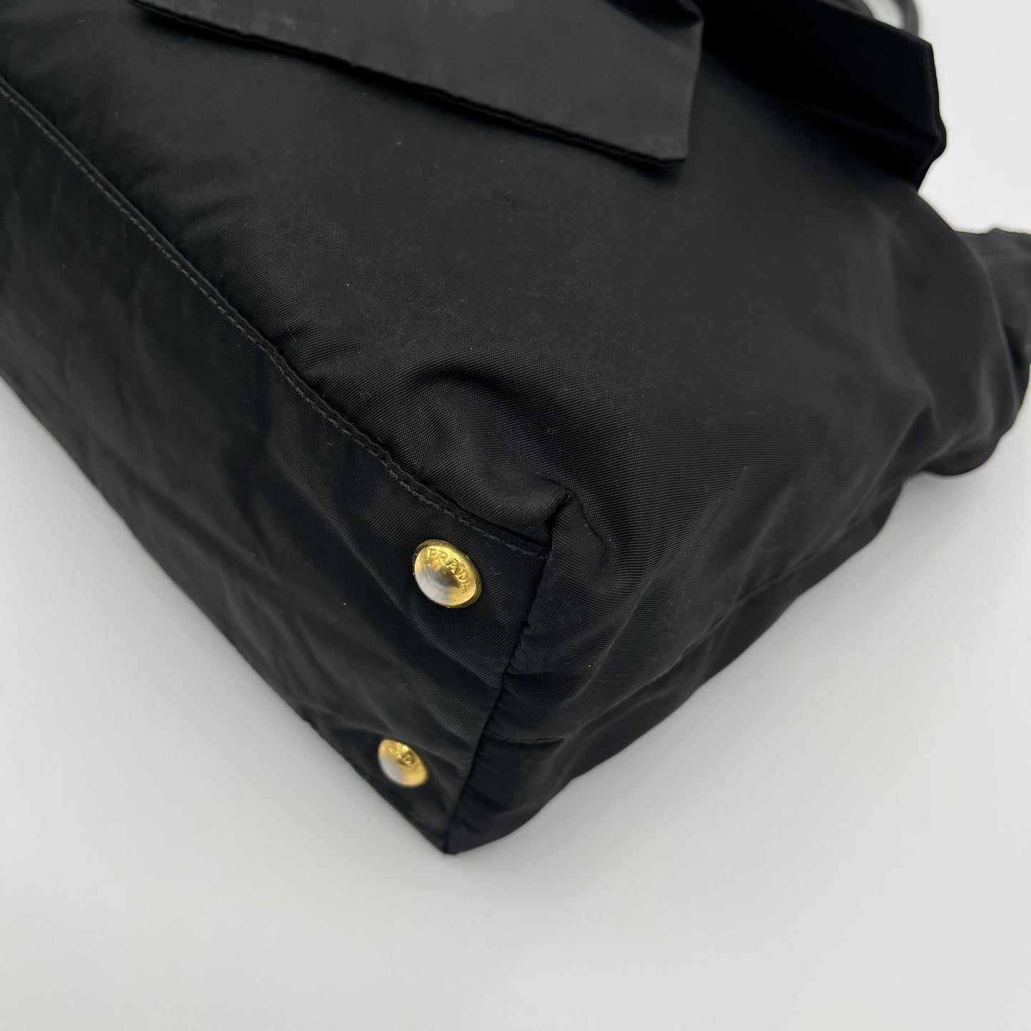Prada Black Tessuto and Patent Leather Bow Tote Bag