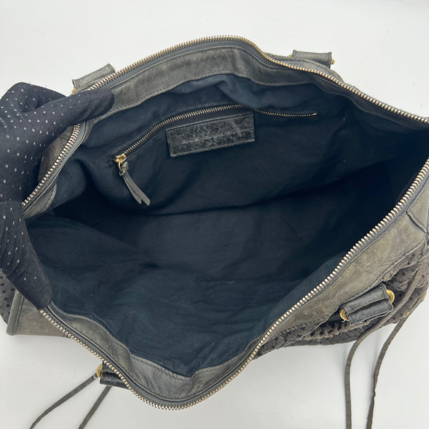 Balenciaga Gray Perforated Leather Classic Work Bag GHW