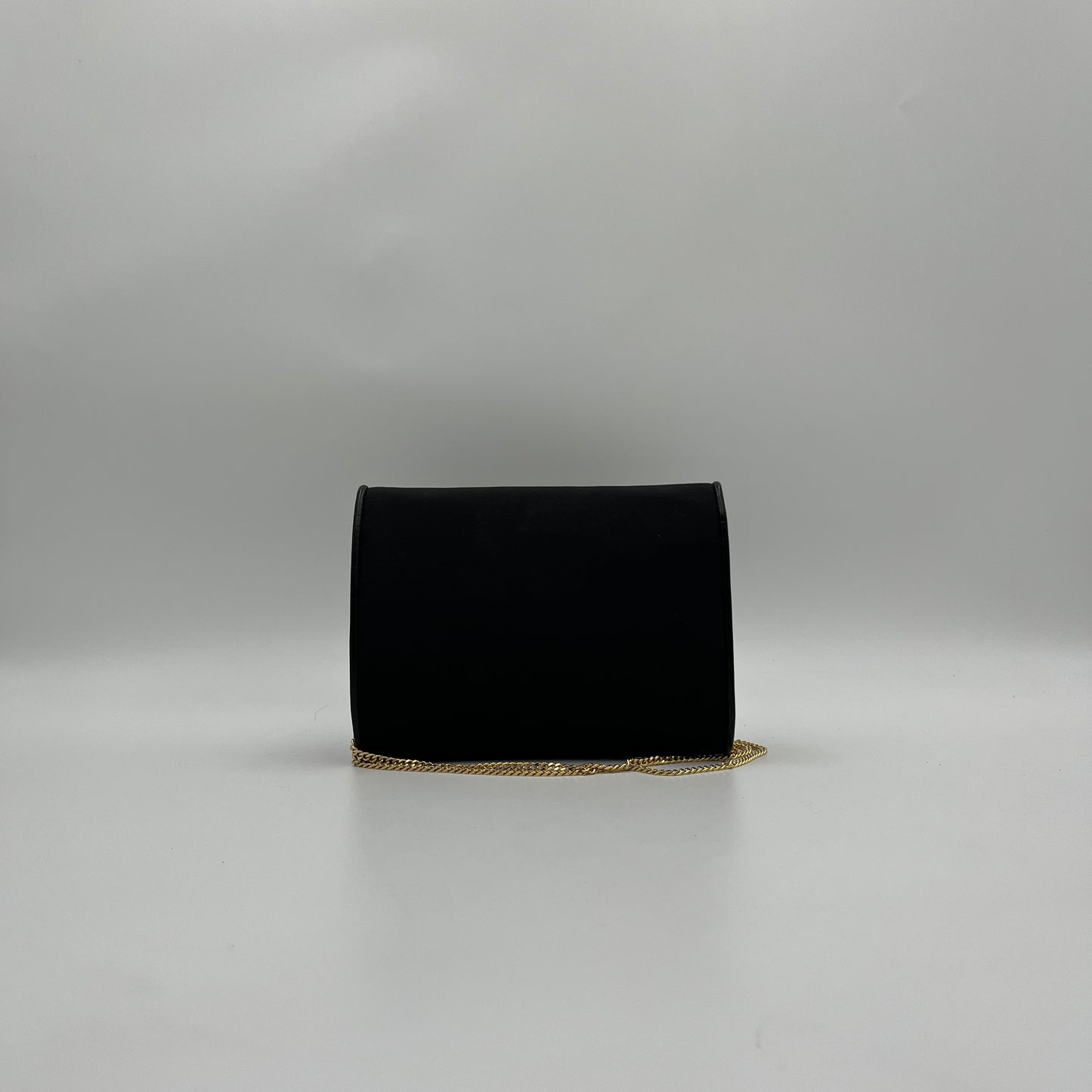 Gucci Vintage Black Nylon and Leather GG Flap Small Chain Bag GHW