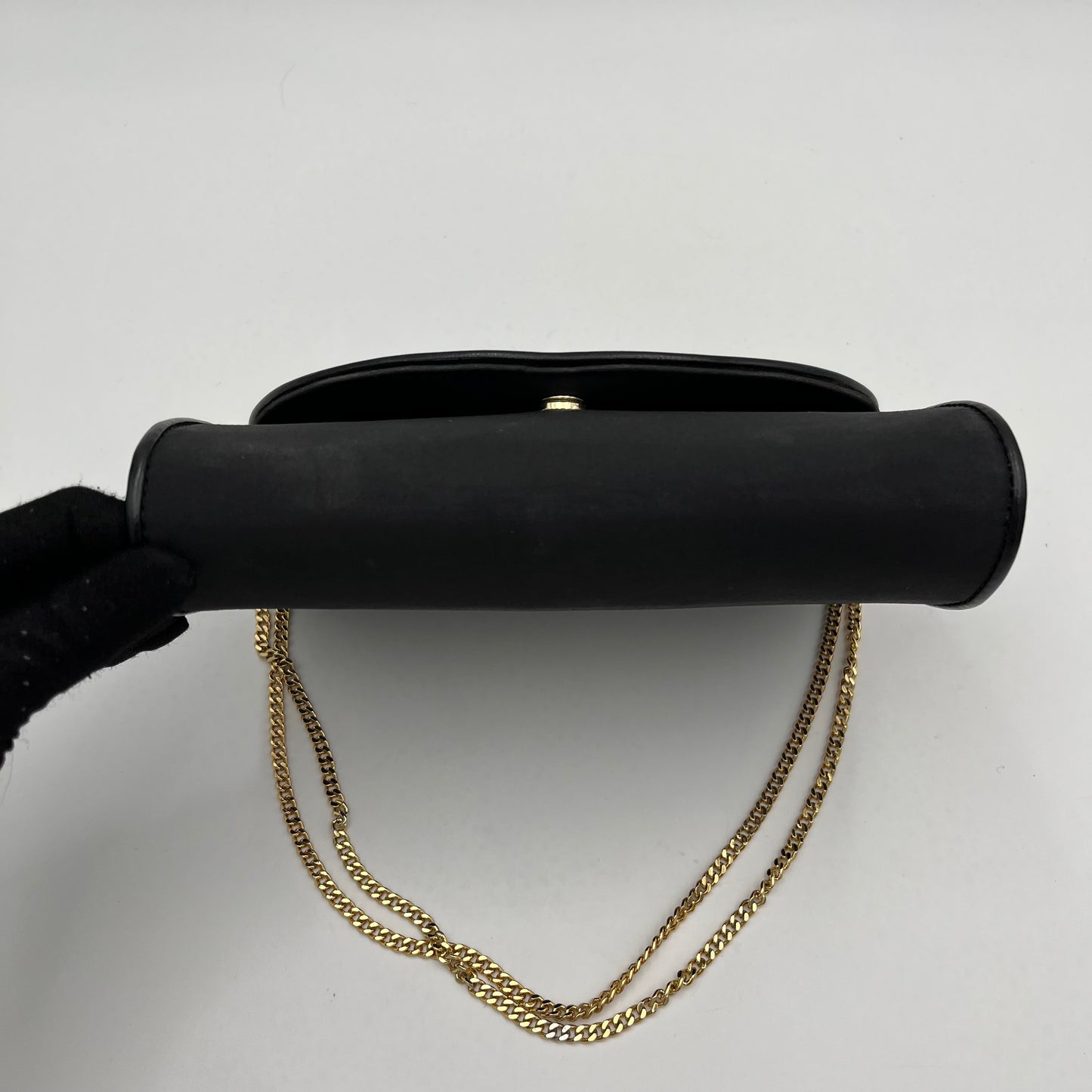 Gucci Vintage Black Nylon and Leather GG Flap Small Chain Bag GHW