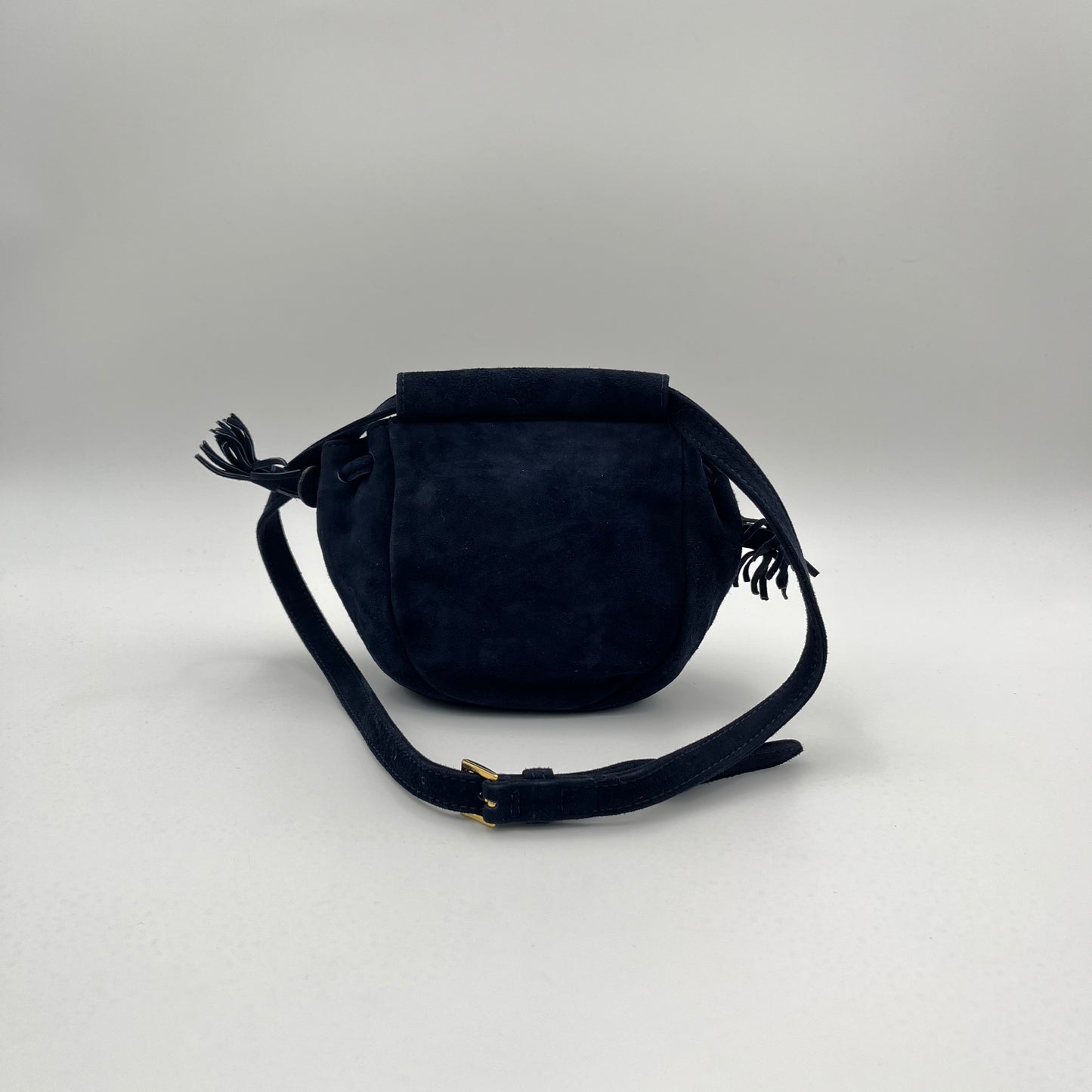 Prada Dark Blue Suede Suede Belt Shoulder Bag