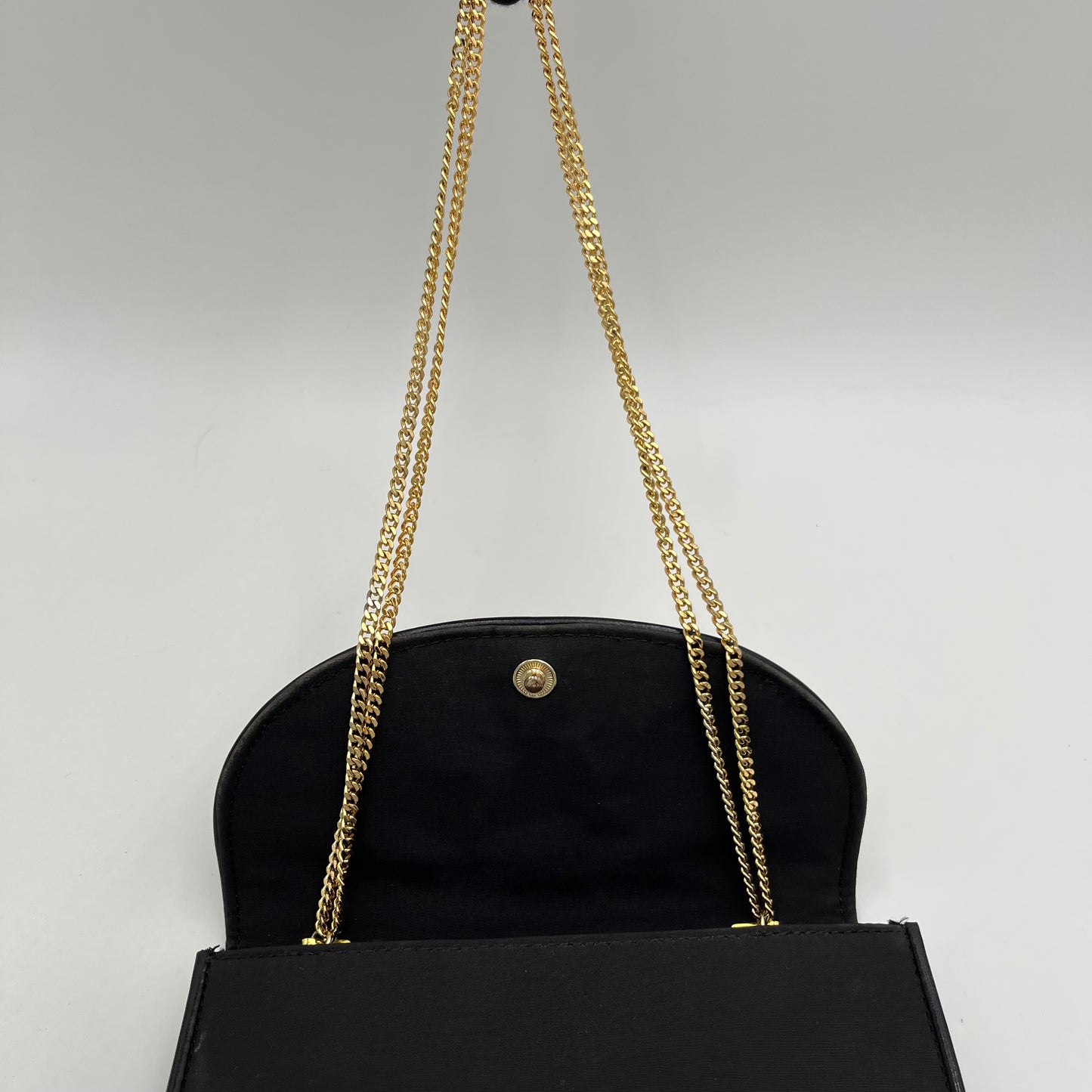 Gucci Vintage Black Nylon and Leather GG Flap Small Chain Bag GHW