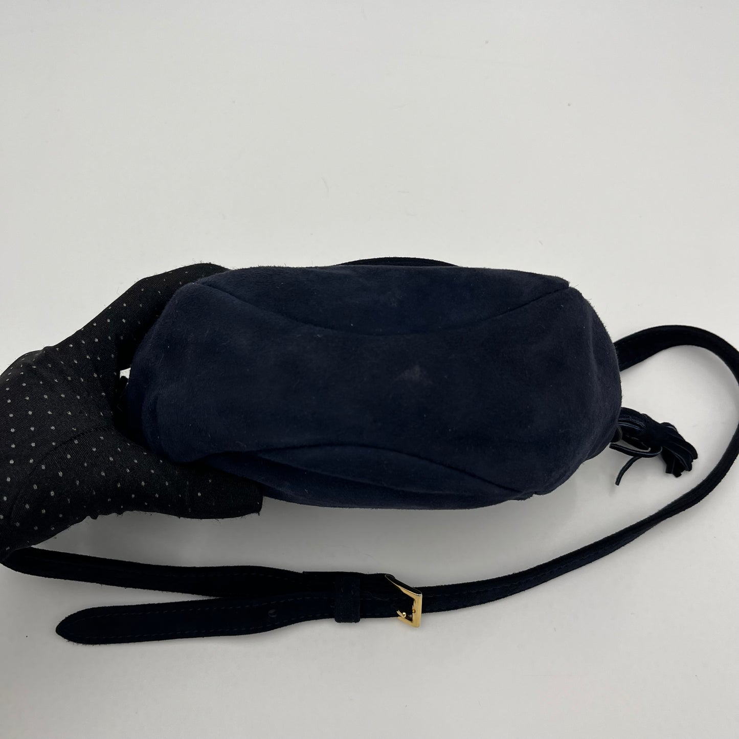 Prada Dark Blue Suede Suede Belt Shoulder Bag