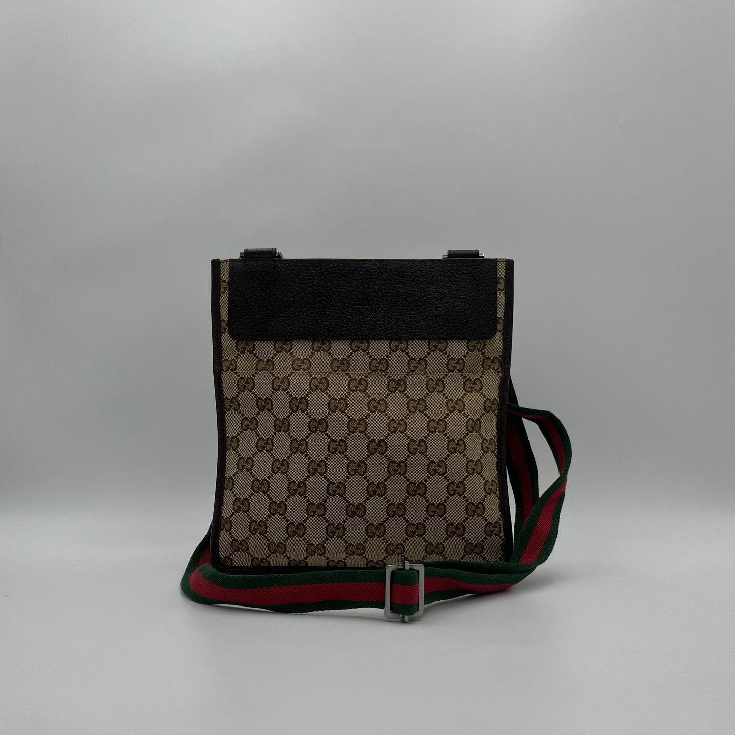 Gucci Brown Monogram Canvas and Leather Sherryline Slim Crossbody