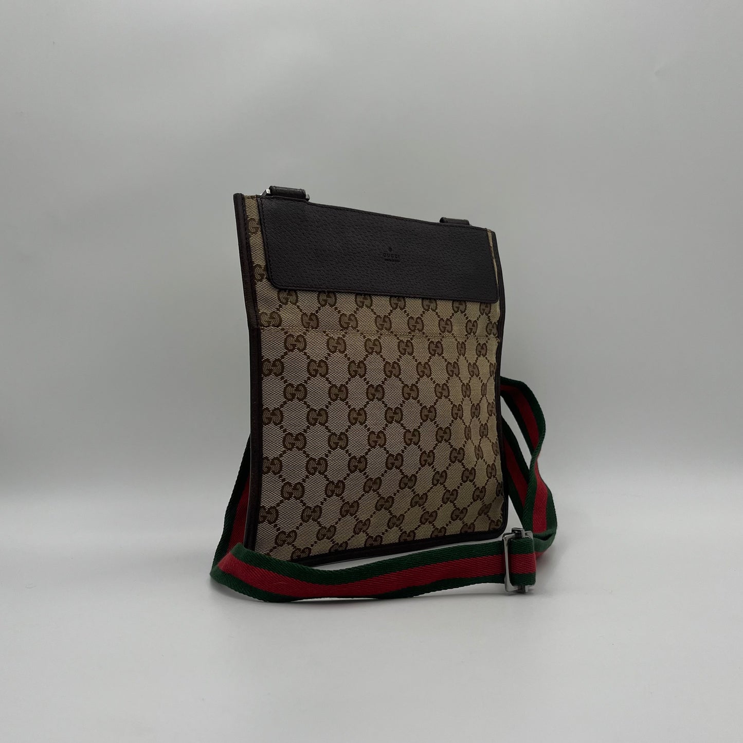 Gucci Brown Monogram Canvas and Leather Sherryline Slim Crossbody