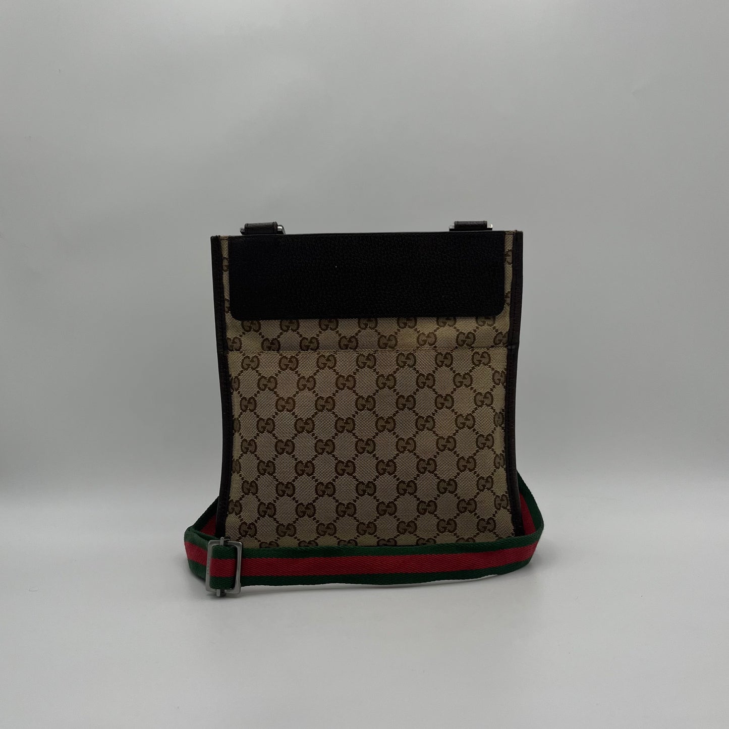 Gucci Brown Monogram Canvas and Leather Sherryline Slim Crossbody