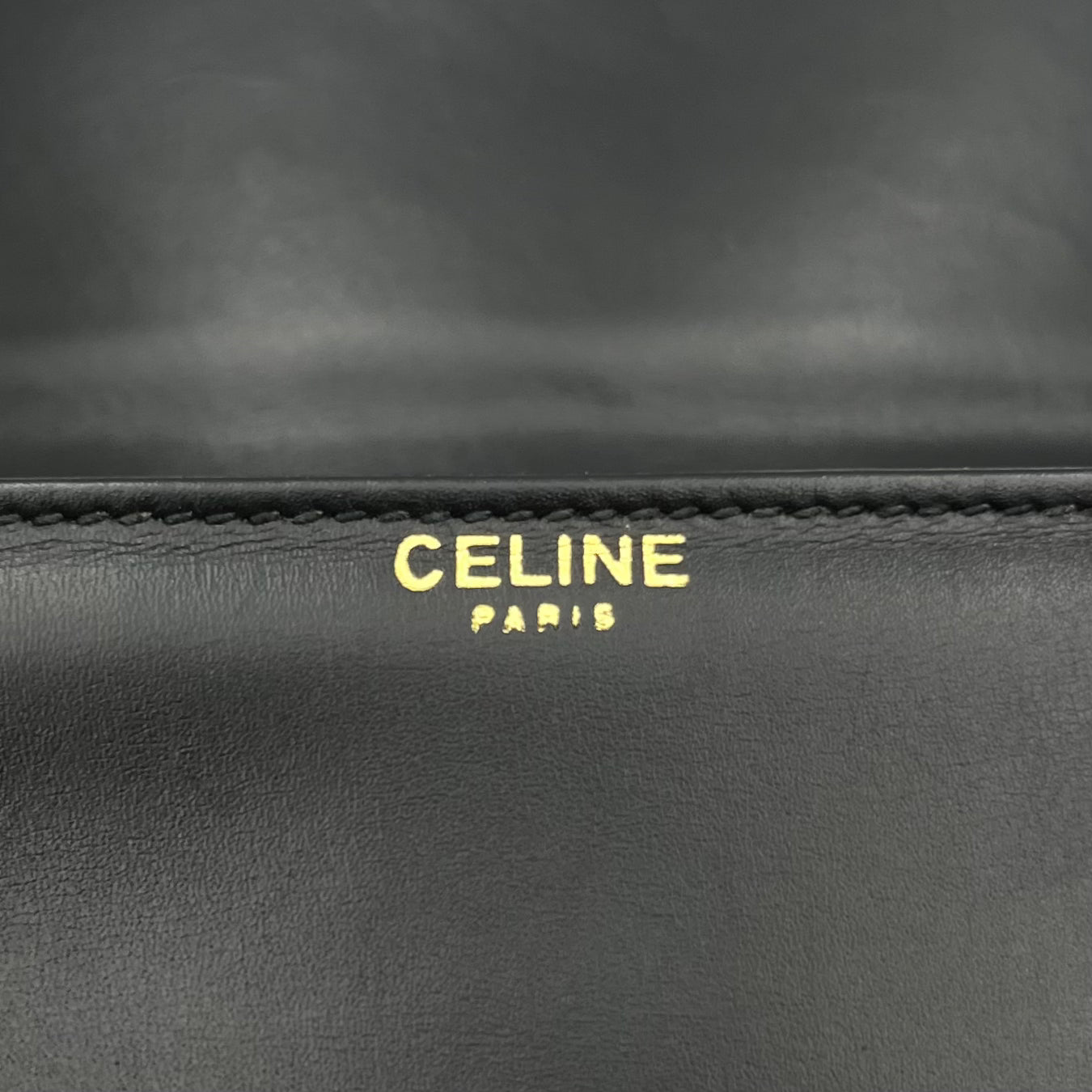 Celine Paris 1970s Black Leather Crecy Box Bag
