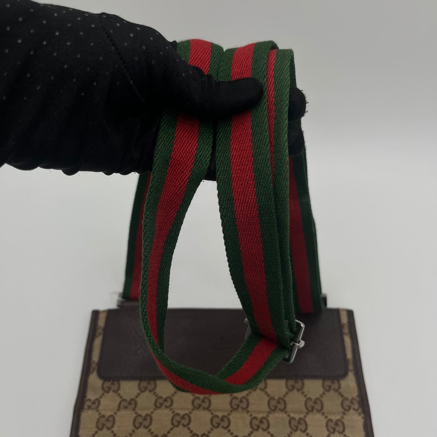Gucci Brown Monogram Canvas and Leather Sherryline Slim Crossbody