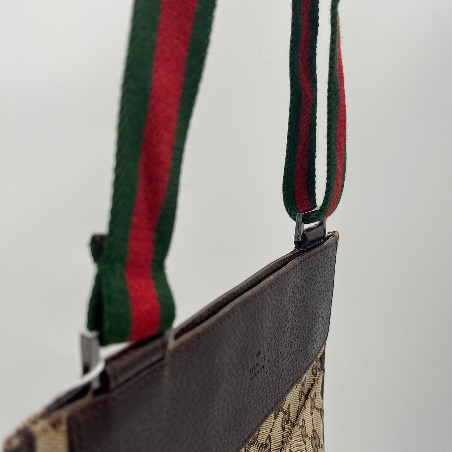 Gucci Brown Monogram Canvas and Leather Sherryline Slim Crossbody